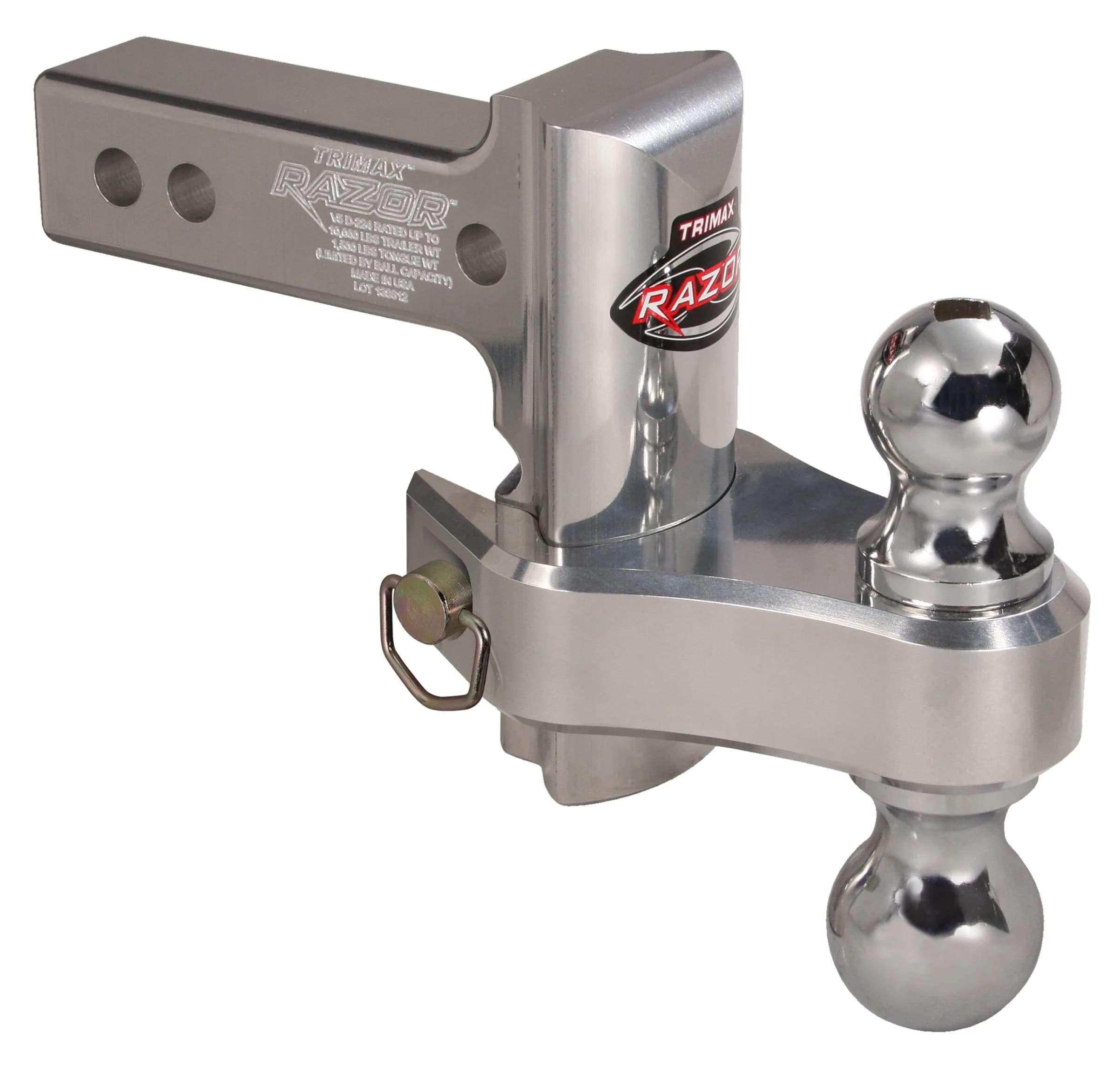 Trimax Adjustable Aluminum Hitch 4" Drop/Rise | Heavy Duty Trailer Tow Accessory