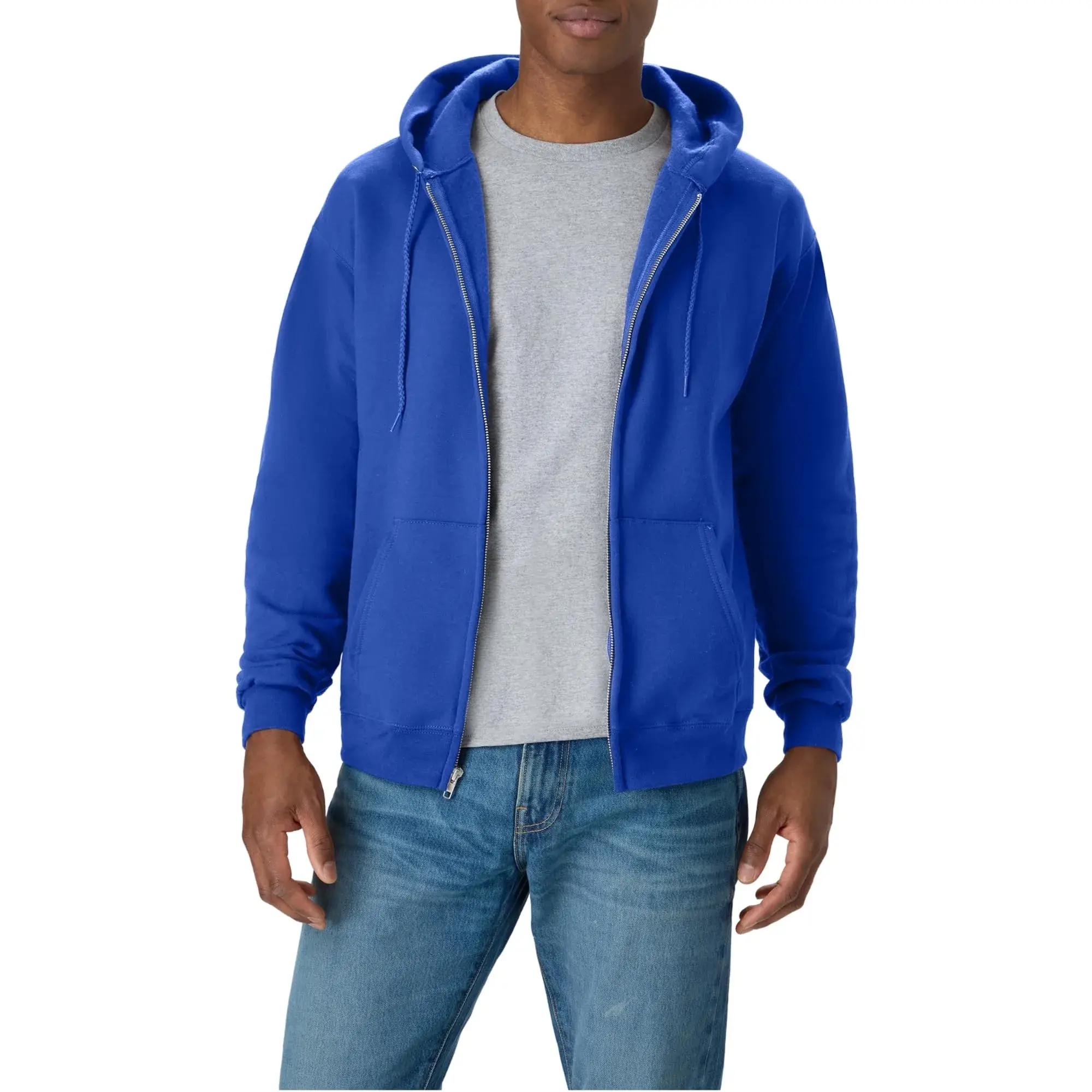 Hanes Mens Hoodie Ecosmart Fleece Full-zip Deep Royal S | Casual Athletic Hoodie for Men