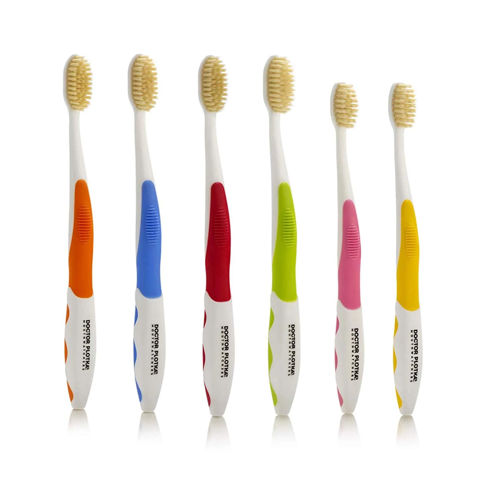 MOUTHWATCHERS Soft Flossing Manual Toothbrush, Family Pack, 4 Adult 2 Kids | Dual-Layered Bristles for Deep Clean - main product image