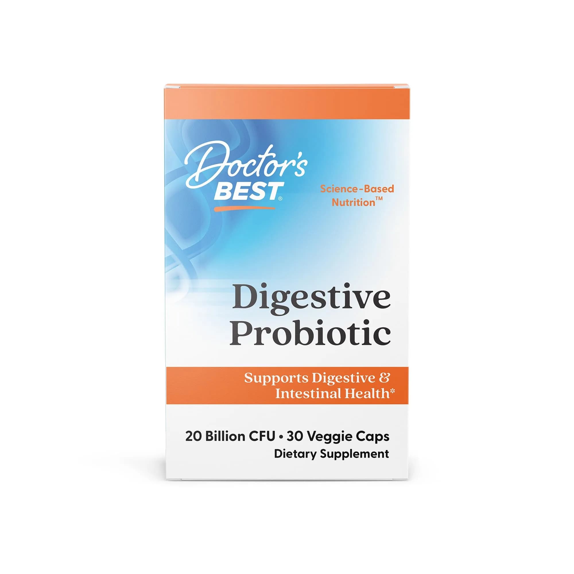 Doctor's Best Digestive Probiotic Capsules 20 Billion CFU (30 Veg Caps) | Supports Gut Health & Digestion - main product image