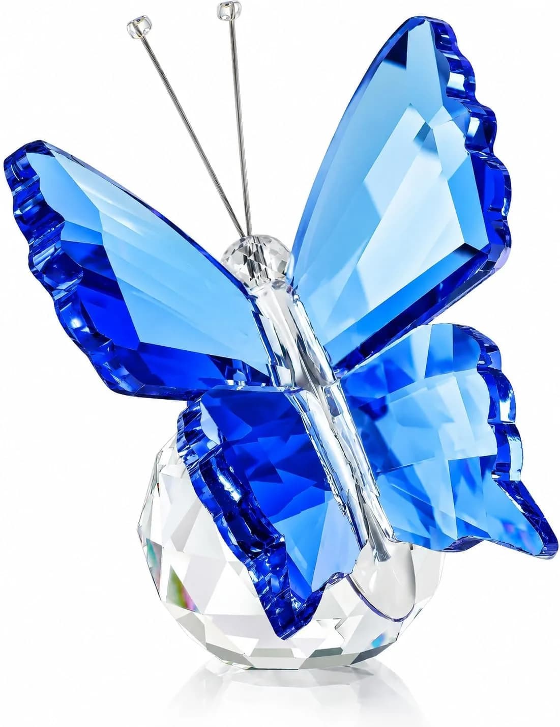 H&D HYALINE & DORA Crystal Flying Butterfly with Crystal Ball Base | Handmade K9 Crystal Ornament (Blue)