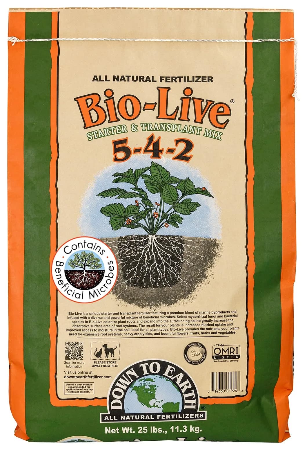 Down To Earth All Natural Fertilizers Organic Bio-Live 25 lb | Organic Bio-Fertilizer with Beneficial Microbes - main product image
