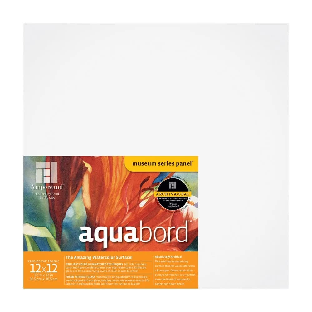 Ampersand Aquabord 12x12 7/8" Flat Watercolor & Gouache Panel | Highly Absorbent, Warp-Resistant Surface for Artists - main product image