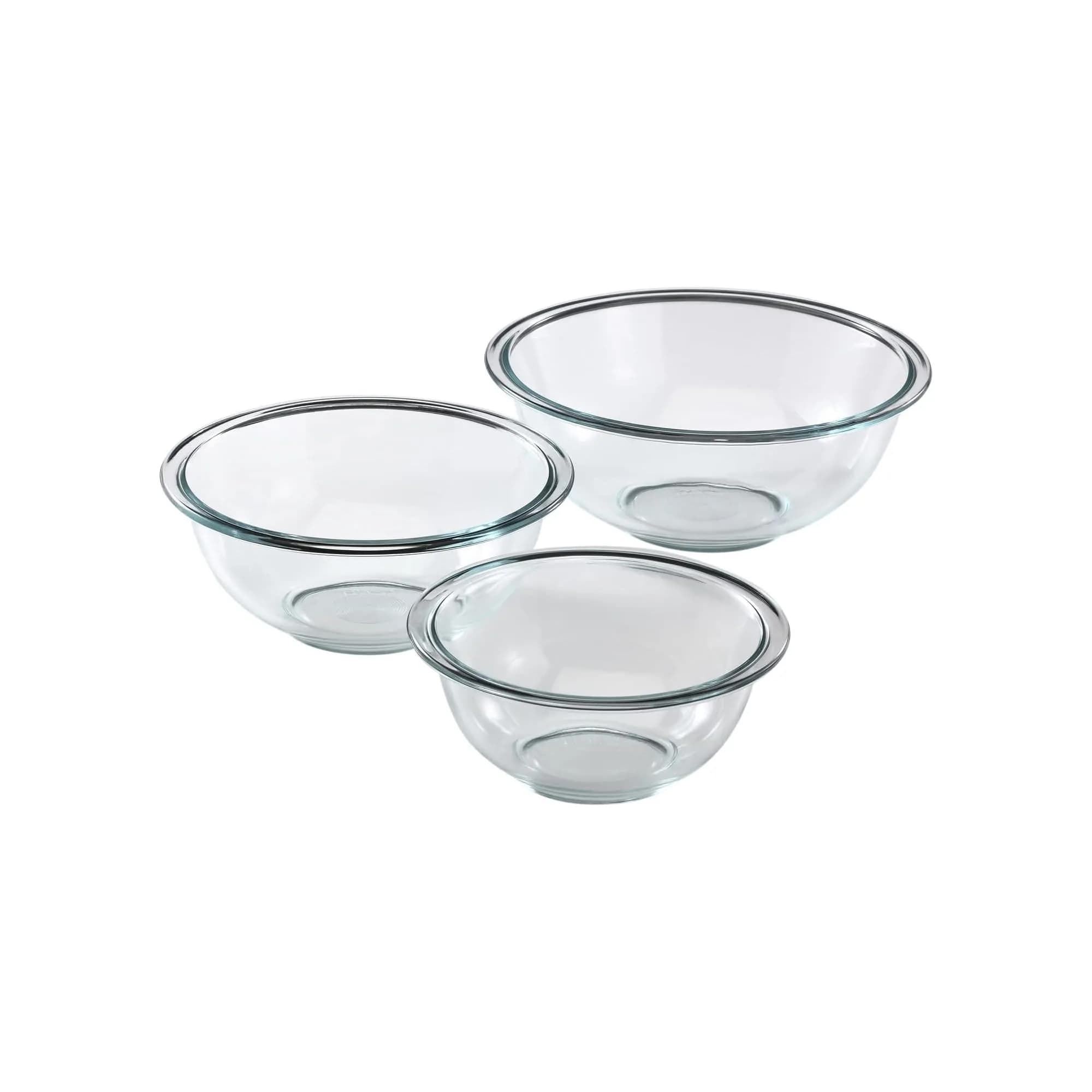 Pyrex Glass Mixing Bowls Set (3-Piece) 1-qt, 1.5-qt, 2.5-qt | Microwave & Dishwasher Safe - main product image