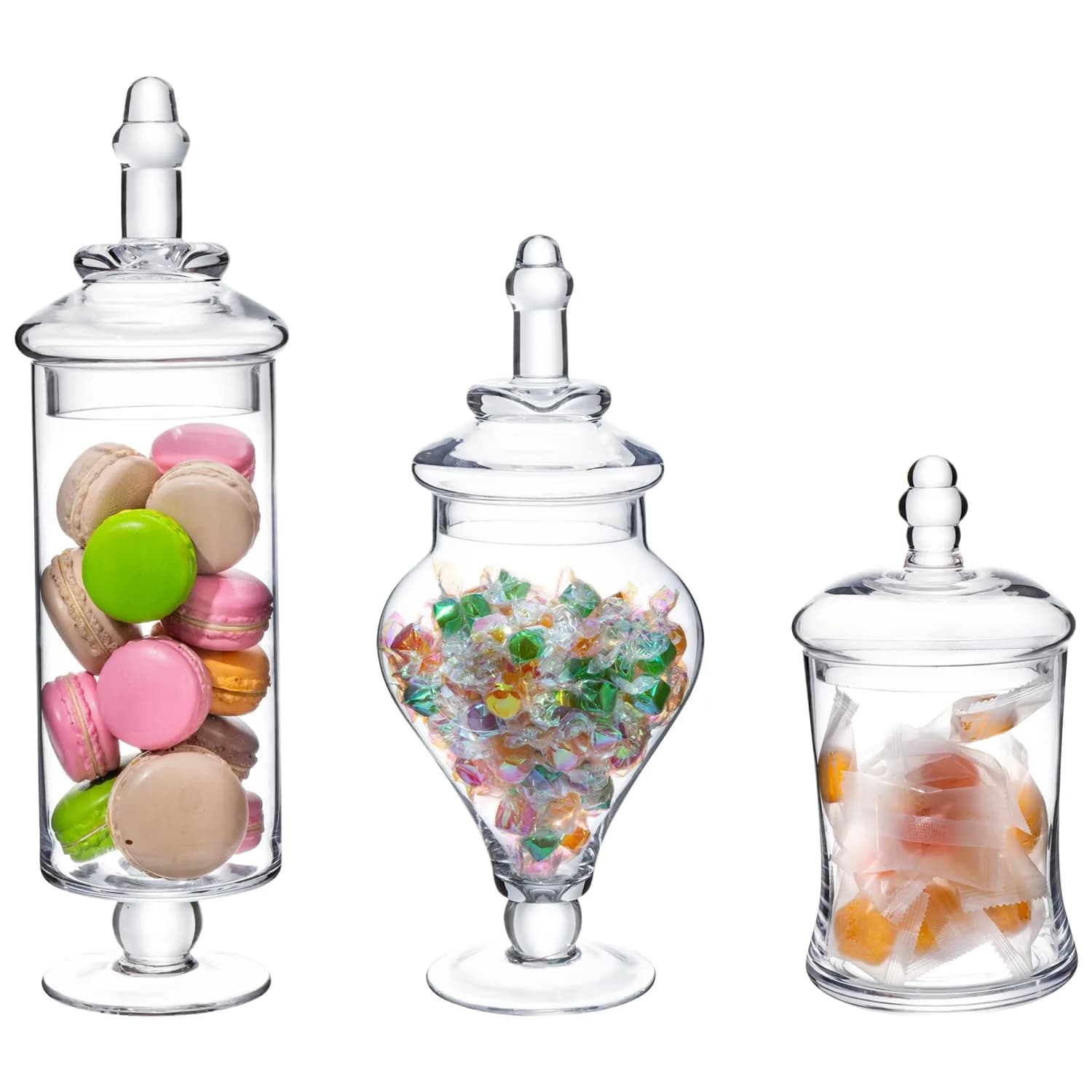 MyGift Clear Glass Apothecary Jars with Lid, Set of 3 | Elegant Storage & Decor - main product image