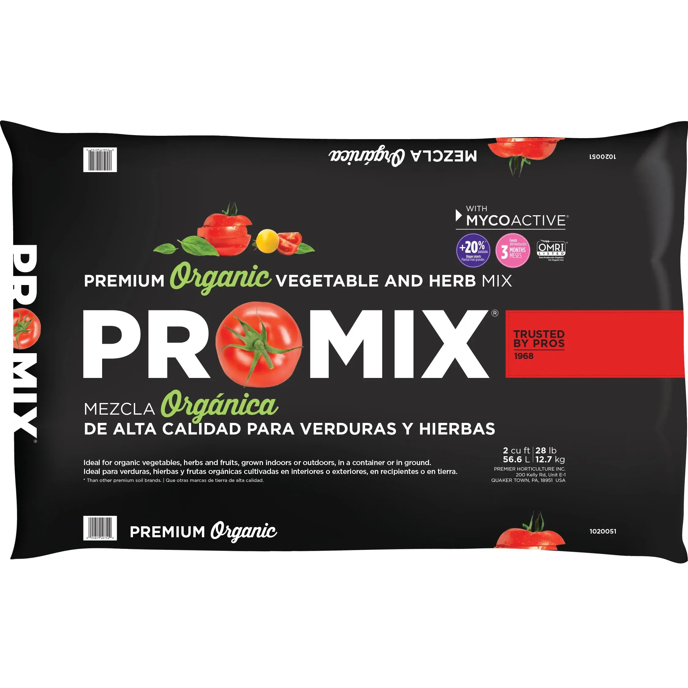 Premier Horticulture Inc 1020051RG 2CF Pro Mix Organic Vegetable & Herb Mix 1kg | Ultimate Organic Soil