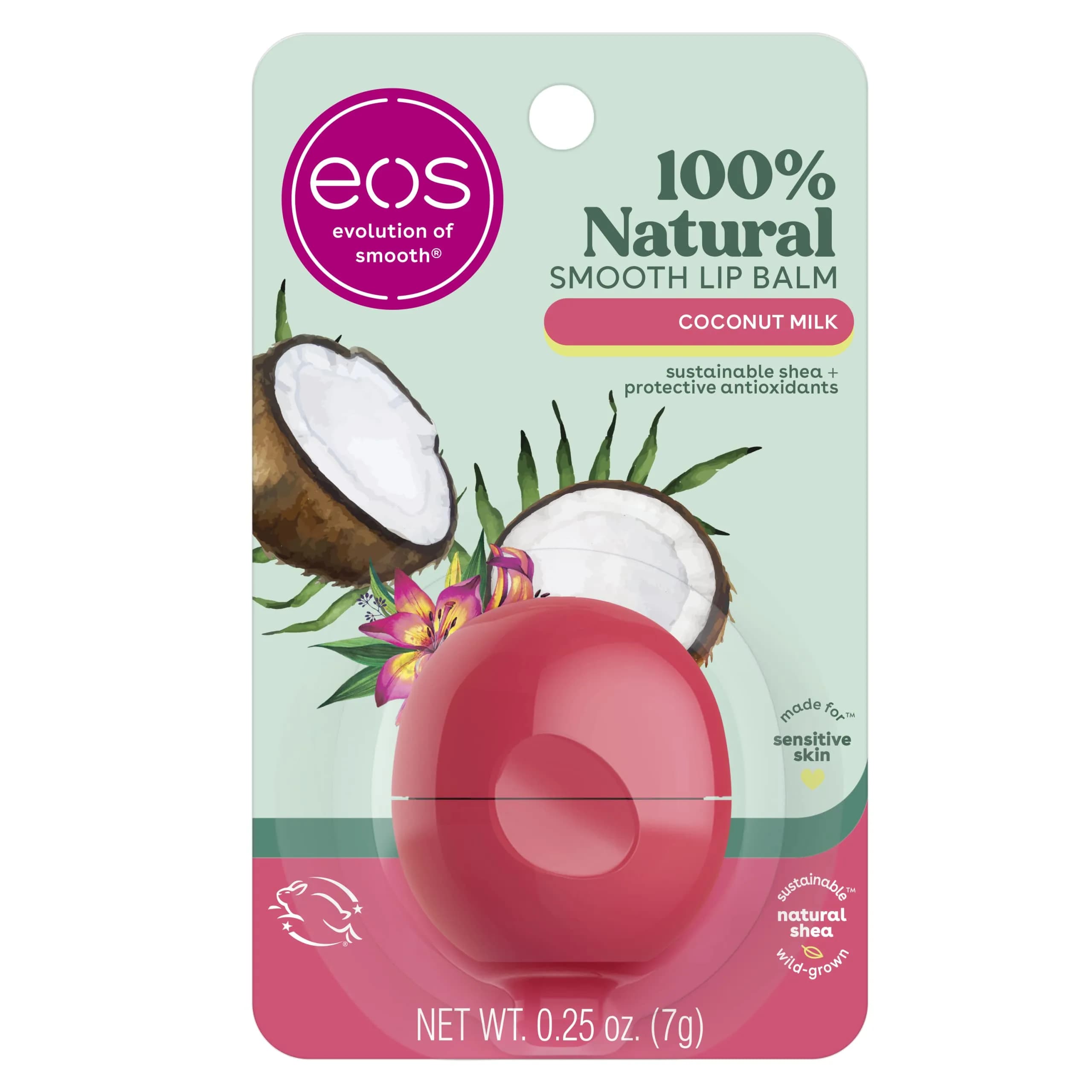 eos Coconut Milk Natural Lip Balm 7g (0.25 oz) | Dermatologist Recommended for Sensitive Skin - main product image