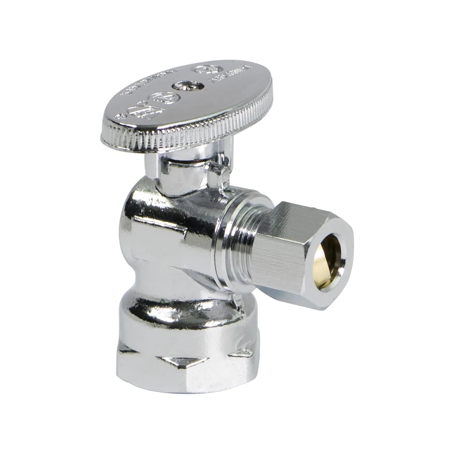 Midline Valve 1/2" FIP x 3/8" OD Compression Quarter Turn Angle Stop Valve | Chrome Plated Brass, NSF/ANSI 61/372 Certified - main product image