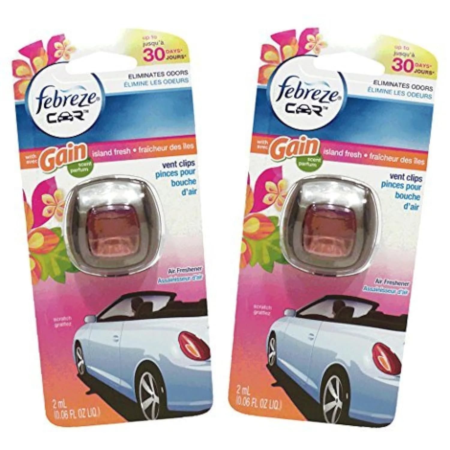 Febreze Car Vent Clip Air Freshener, One Car Bamboo Scent, 0.14 Fl Oz (Pack of 1) | Eliminates Odors for 80 Days