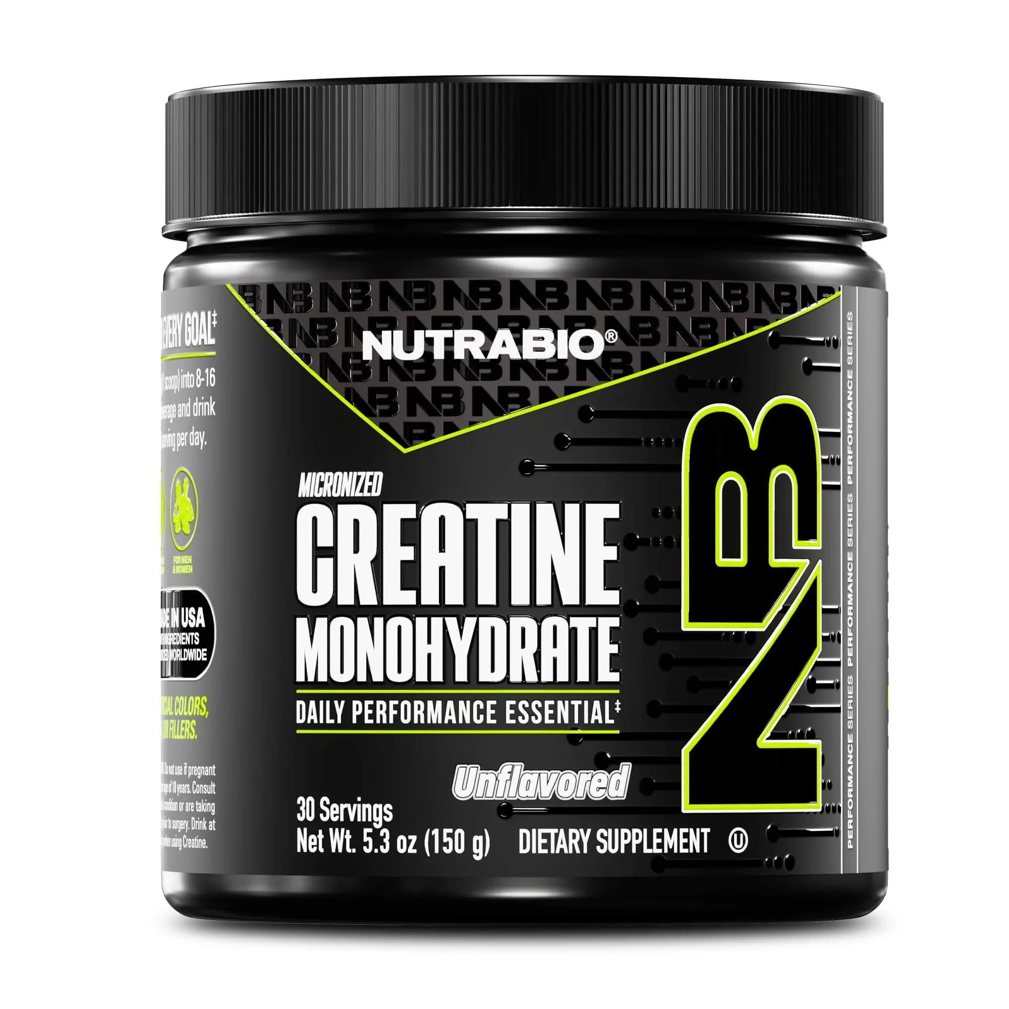NutraBio Pure Micronized Creatine Monohydrate Powder Supplement, Unflavored (150 g) | Supports Muscle Energy & Recovery