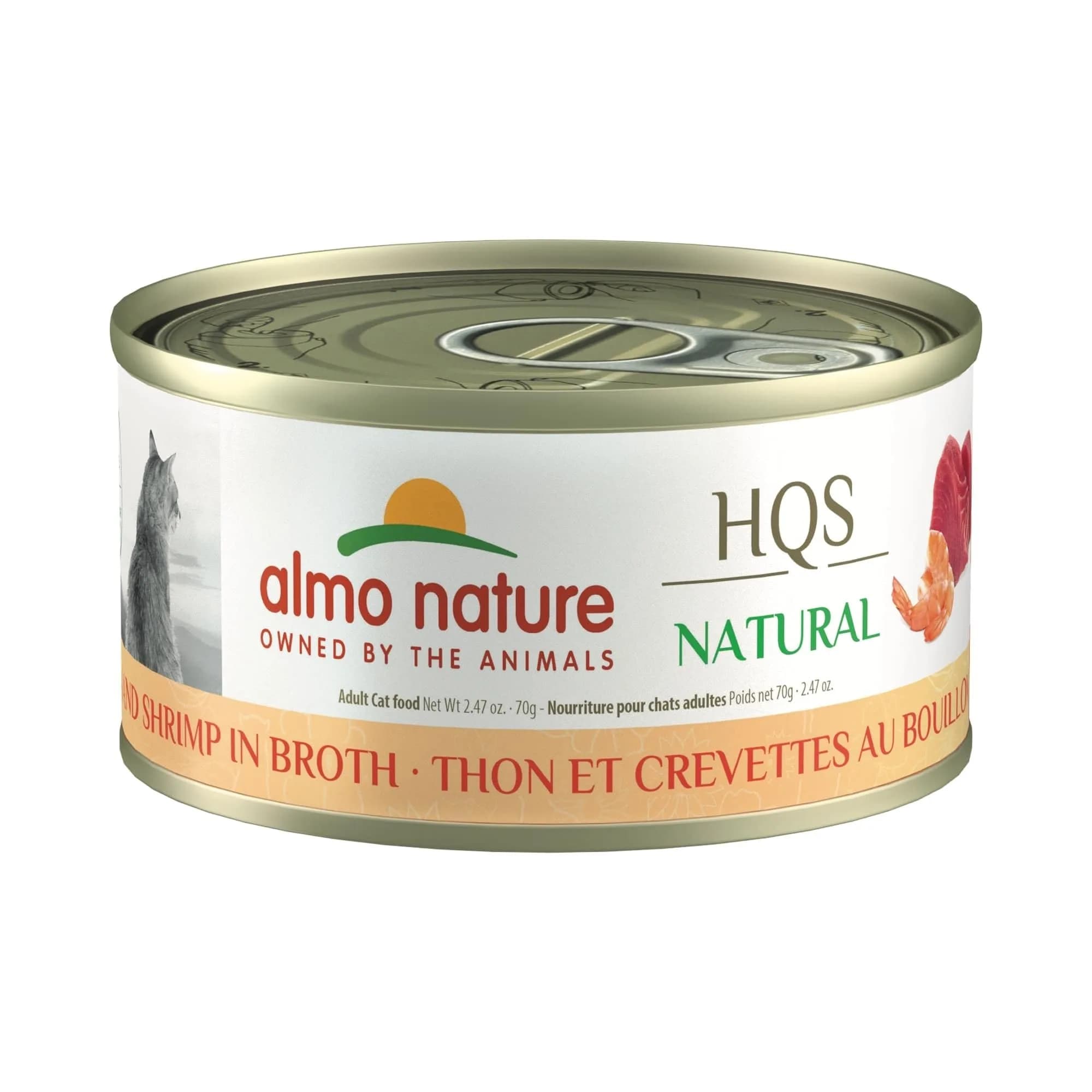 Almo Nature HQS Natural Wet Cat Food Tuna & Shrimp 2.47 oz | Grain-Free, All-Natural, High-Protein