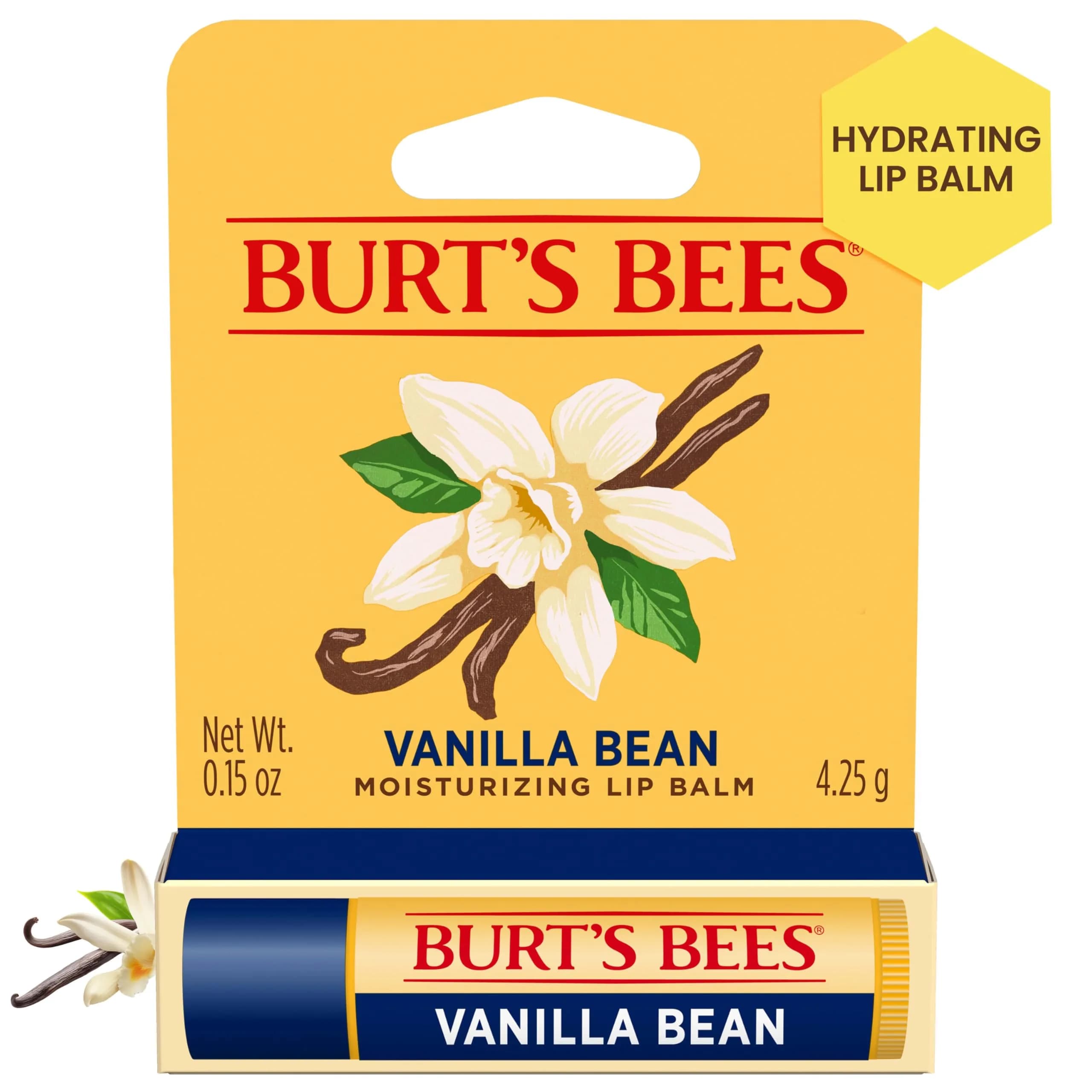 Burt's Bees Vanilla Bean Lip Balm 0.15 oz (4.25 g) | Responsibly Sourced Beeswax & Vanilla - main product image