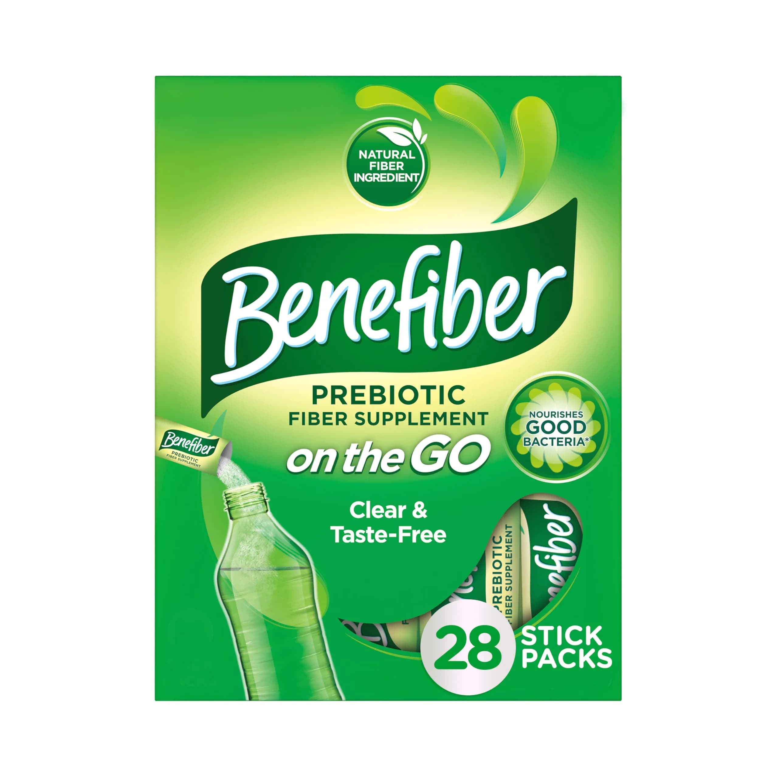 Benefiber On The Go Prebiotic Fiber Supplement Powder Stick Packs, Unflavored, 28 Count | Daily Digestive Health Support - main product image