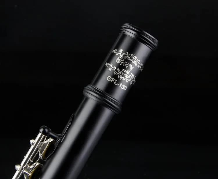 GLORY Closed Hole C Flute with Case, Tuning Rod & Gloves, Black/Silver | Brass & Woodwind Instrument - main product image
