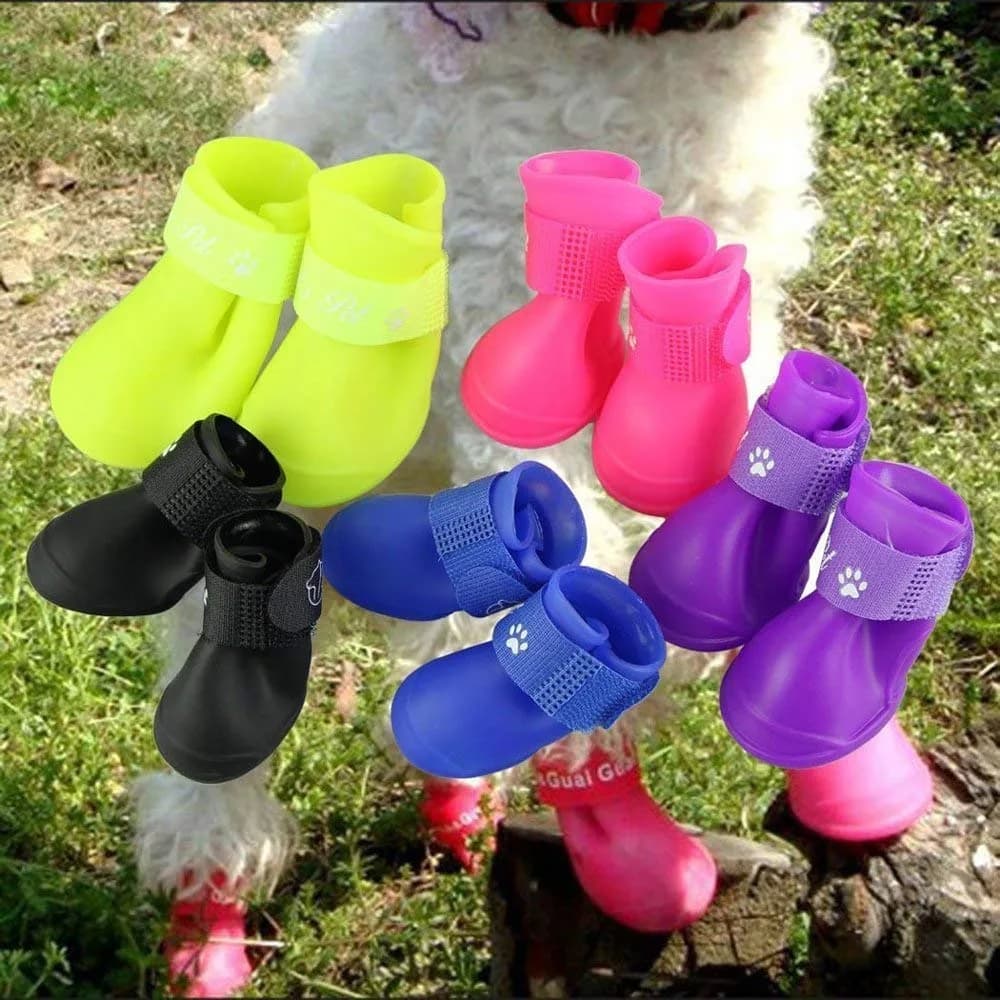Cdycam Puppy Dogs Candy Colors Anti-Slip Waterproof Rubber Rain Shoes Boots Paws Cover (Purple,Medium) | Waterproof, Anti-Skid, Soft & Comfortable