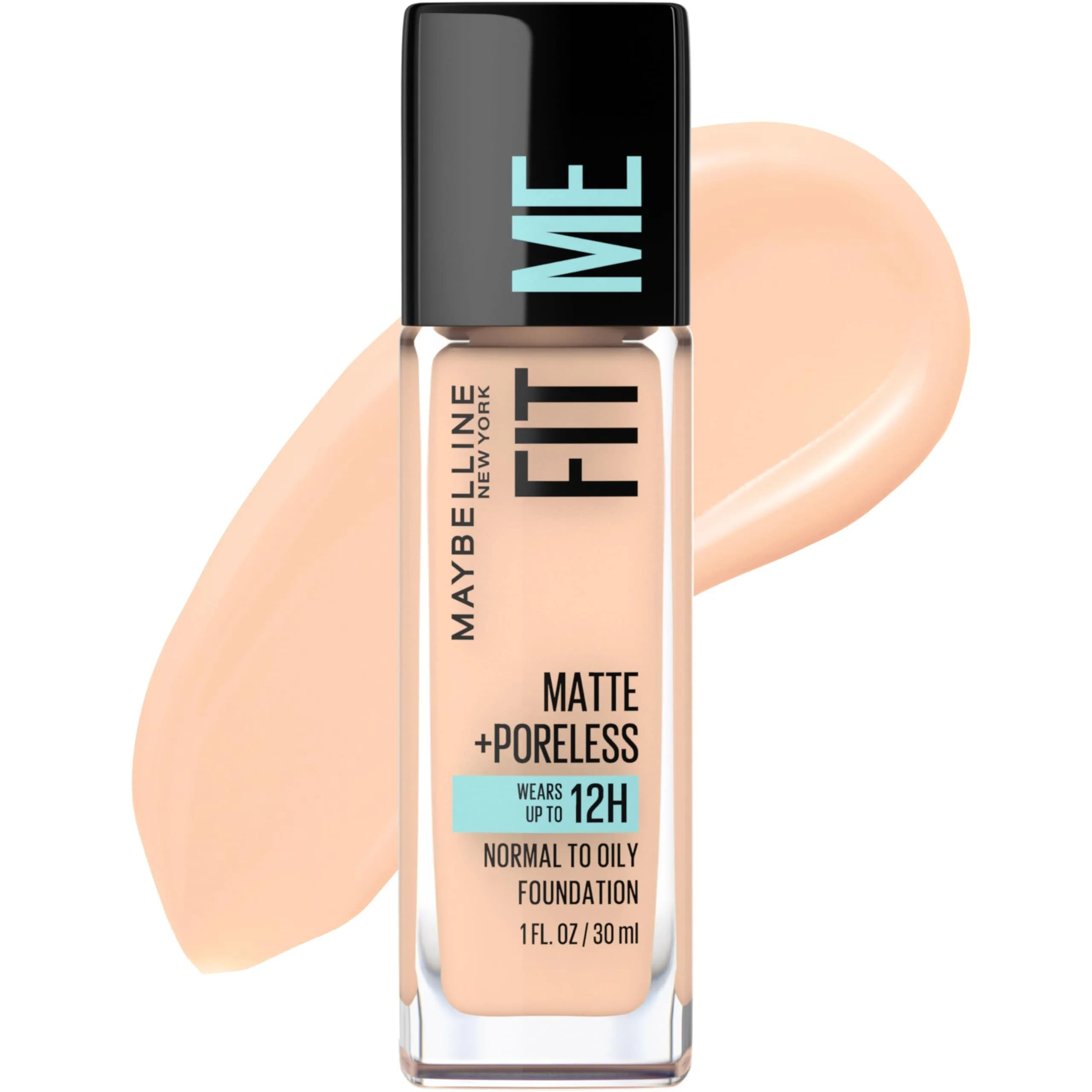 Maybelline Fit Me Matte + Poreless Liquid Foundation Makeup 1 Fl Oz (29.57 ml) | Refines Pores for Natural Matte Finish - main product image