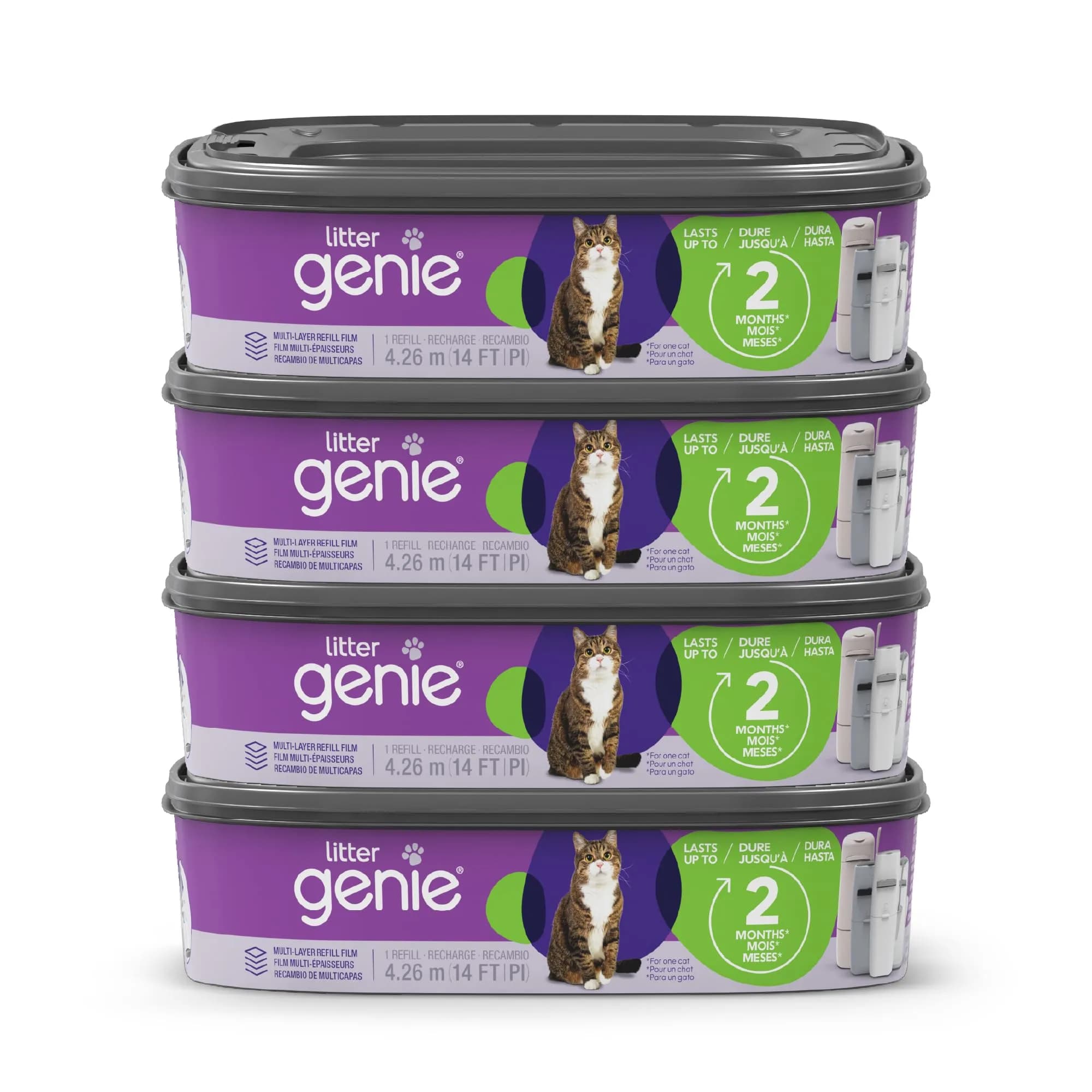 Litter Genie Standard Square Refill Bags, 4-Pack | Odor-Locking, Custom Length, 56 ft