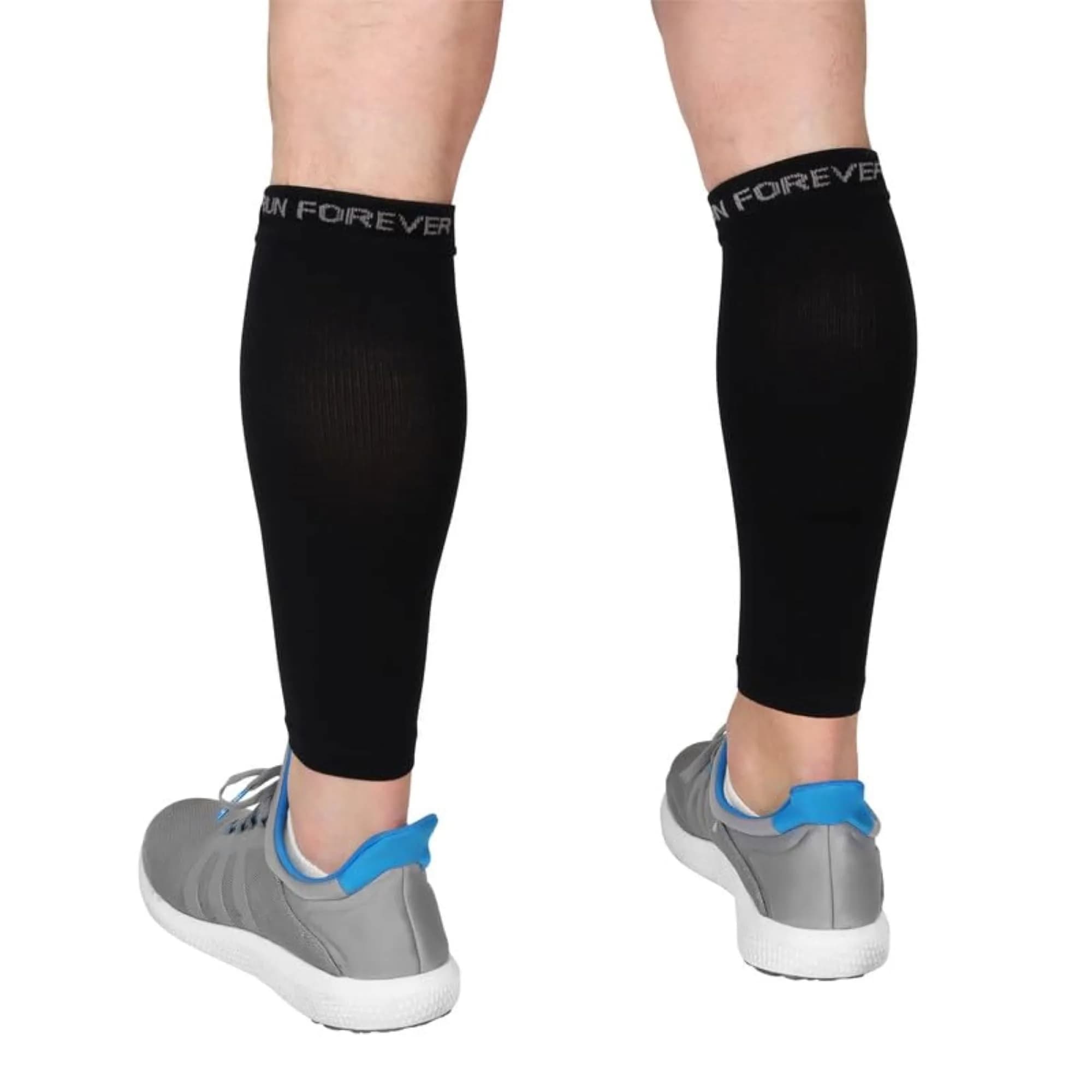 Run Forever Calf Compression Sleeve Black Medium | 20-30mmHg Graduated Compression for Shin Splints & Circulation - main product image