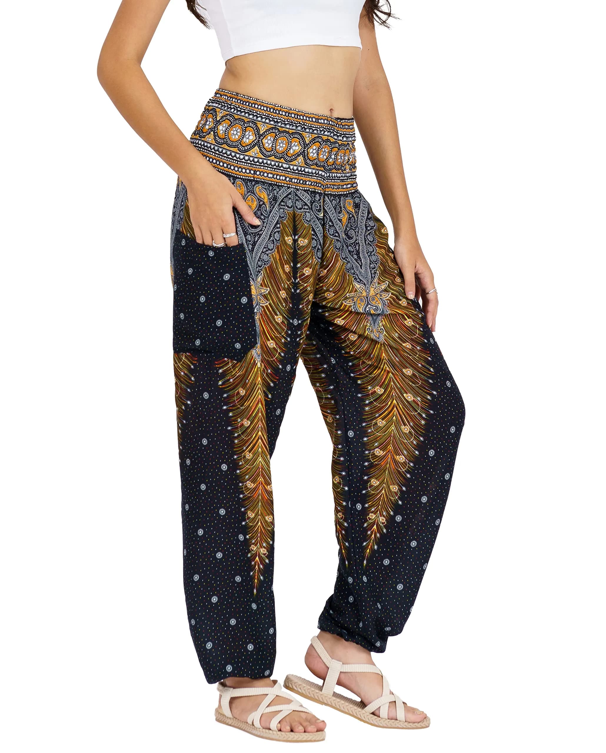 LOFBAZ Harem Pants for Women Yoga Boho Hippie Clothing Womens Palazzo Bohemian Pajama Beach Indian Gypsy Clothes Solid 1 Burgundy M | Flowy Wide Leg, Soft Rayon, Versatile Comfort