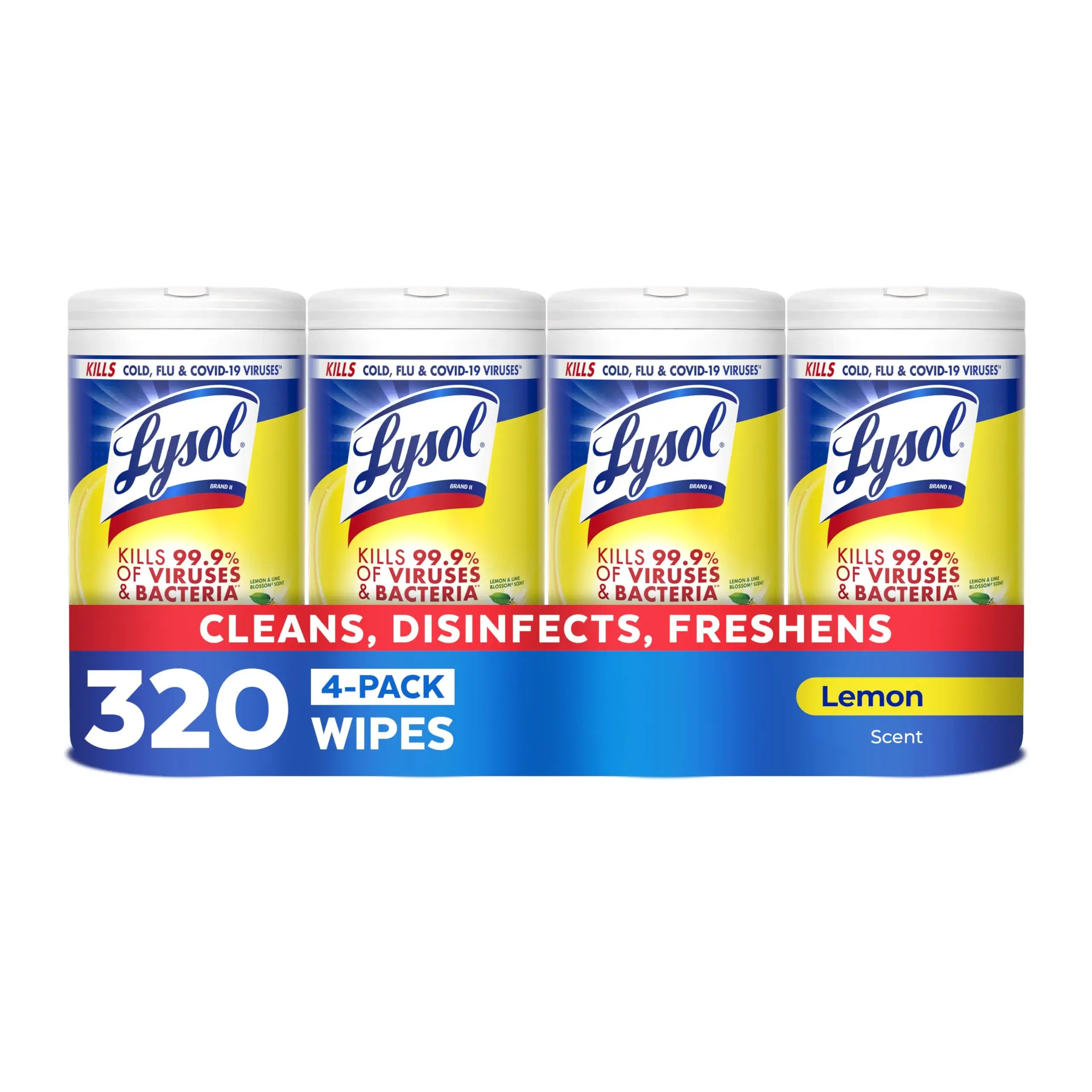 Lysol Disinfecting Wipes Multi-Surface Cleaner Lemon 80 ct | Kills 99.9% viruses & bacteria