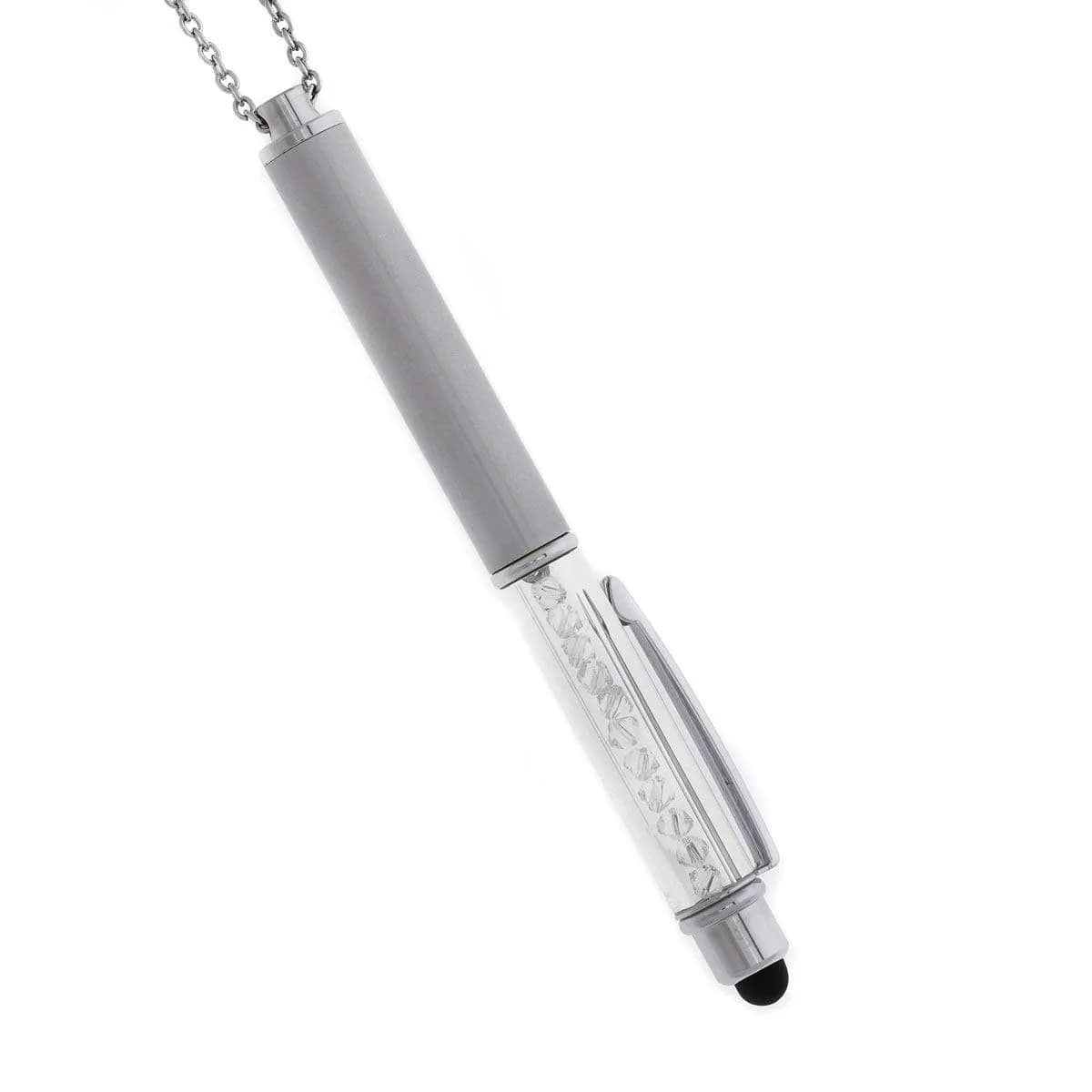 Baron-Jewelry Crystalline Stylus Pen Necklace Crystals (Silver) | Sparkling Pearl & Crystal Design for Texting & Tablet Use - main product image