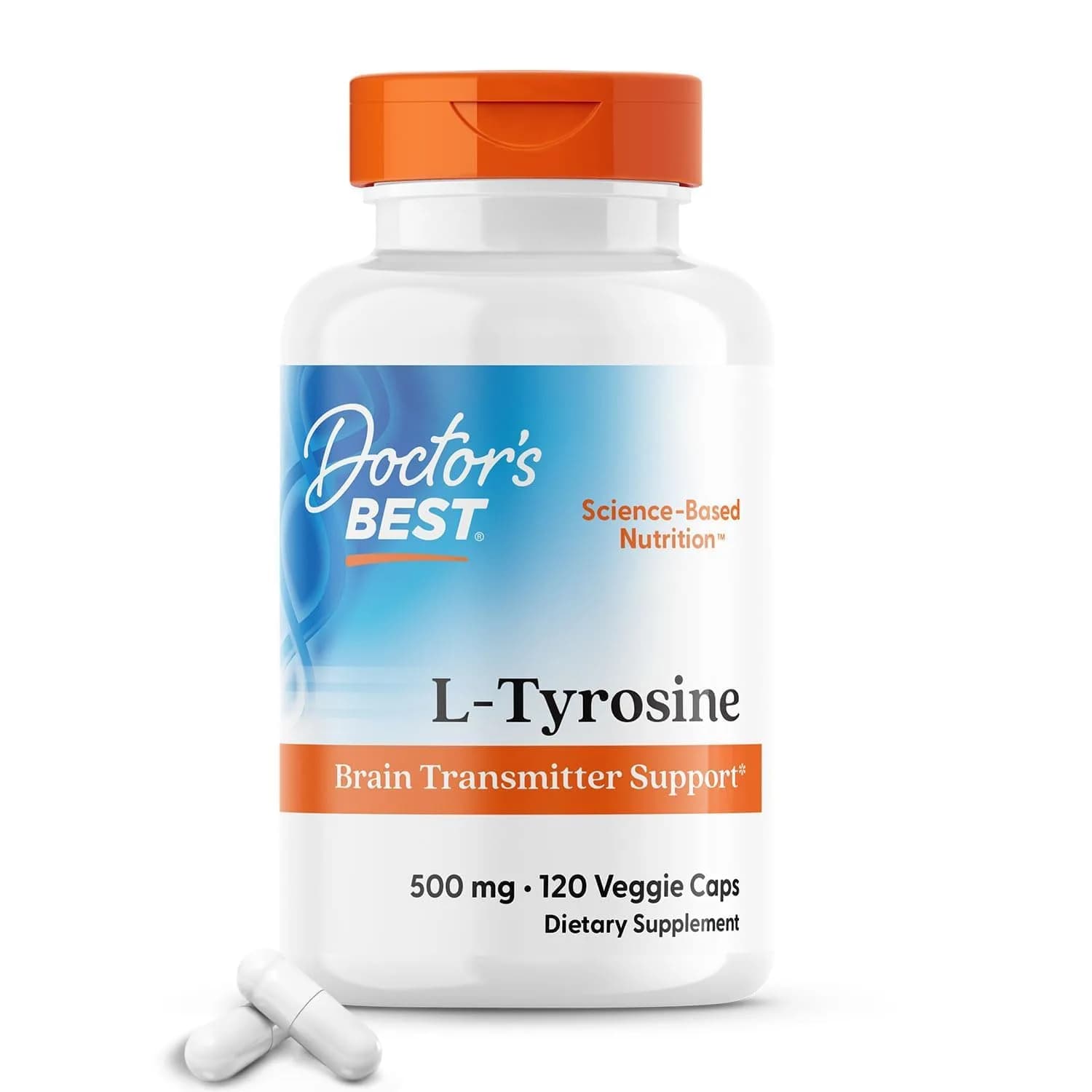 Doctor's Best L-Tyrosine 500mg Capsules | Brain Support for Adults, Amino Acid Precursor for Thyroxine Production - main product image