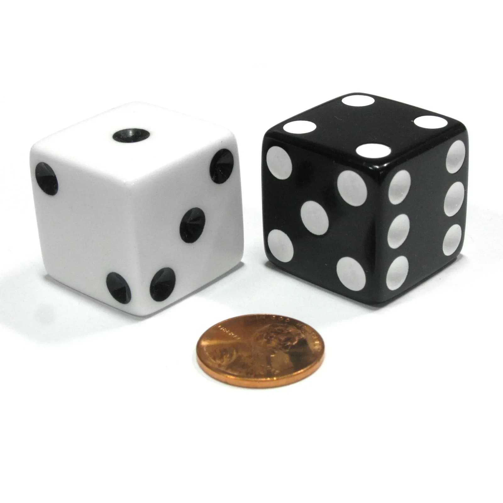 Koplow Games Set of 2 Inverse D6 25mm Large Opaque Jumbo Dice | White and Black - main product image