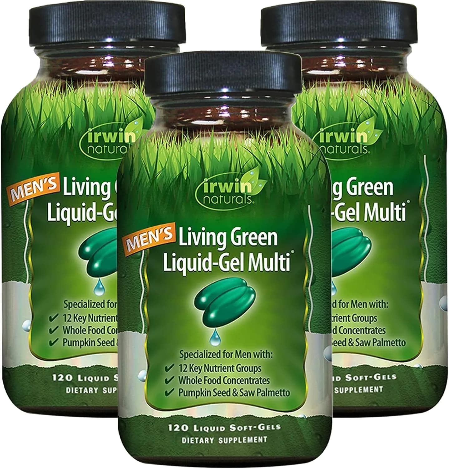 Irwin Naturals Men's Living Green Daily Multivitamin 120 Softgels | Full Spectrum Support for Men - main product image