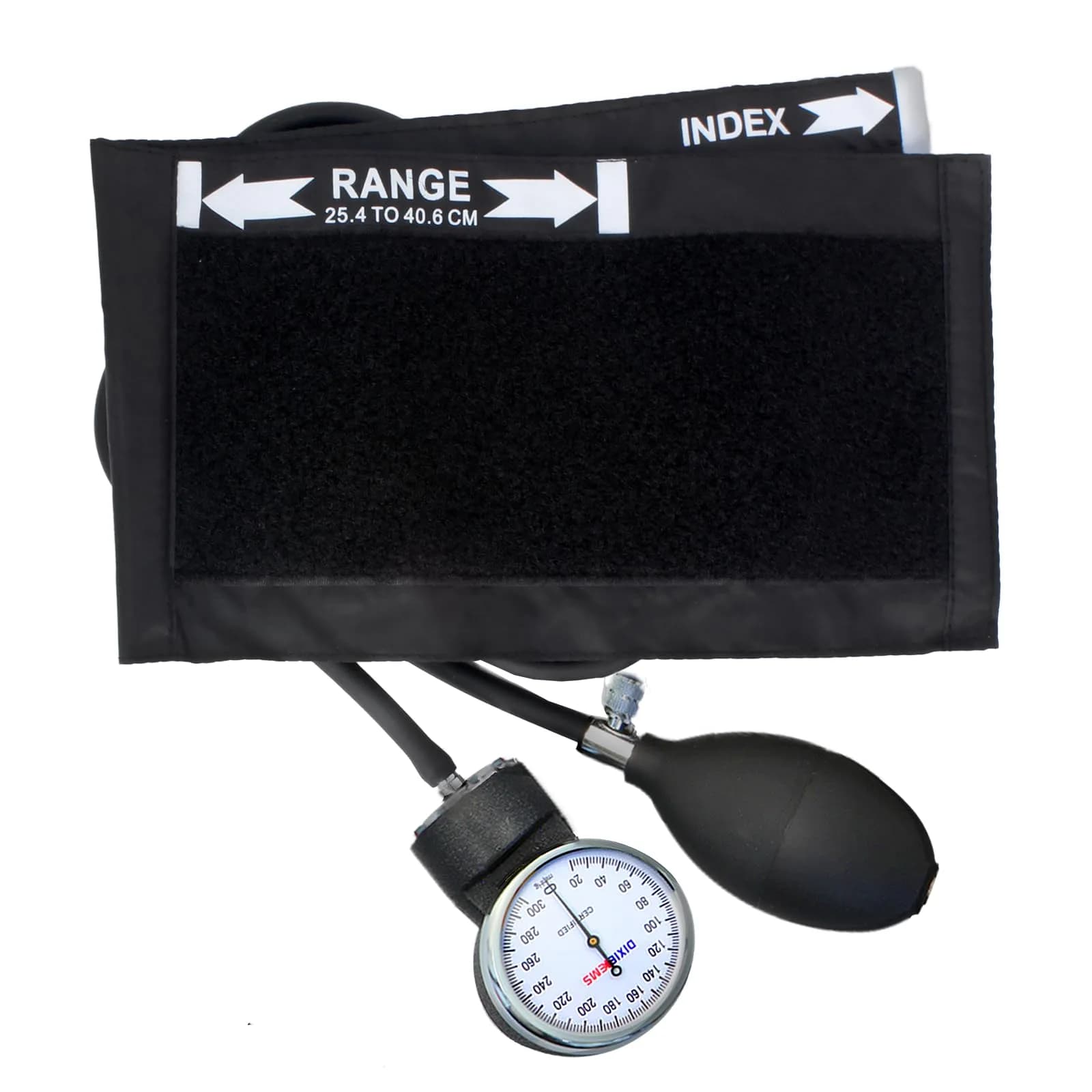 Dixie EMS Deluxe Aneroid Sphygmomanometer Blood Pressure Set with Adult Cuff, Carrying Case & Calibration Tool - Black | Professional Grade Manual BP Monitor - main product image