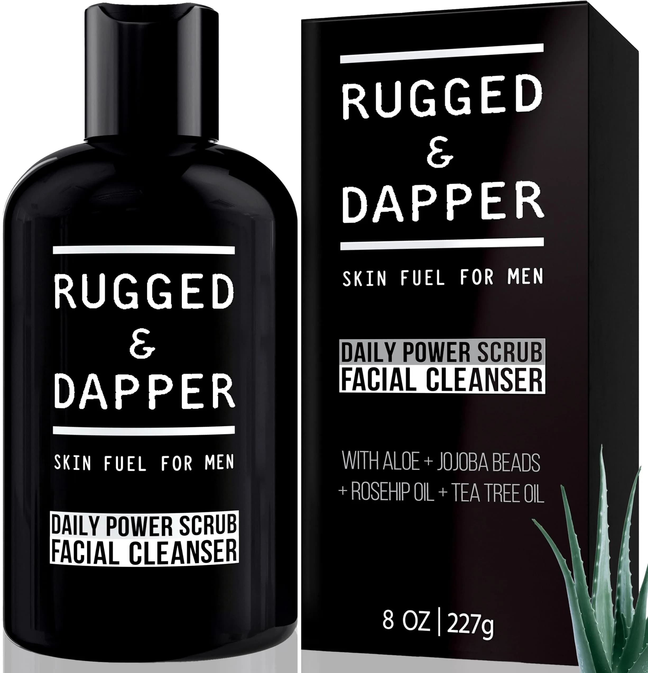 RUGGED & DAPPER Face Wash for Men | Daily Exfoliating Mens Face Wash & Scrub | Deep Cleans Oily, Rough & Breakout-Prone Skin