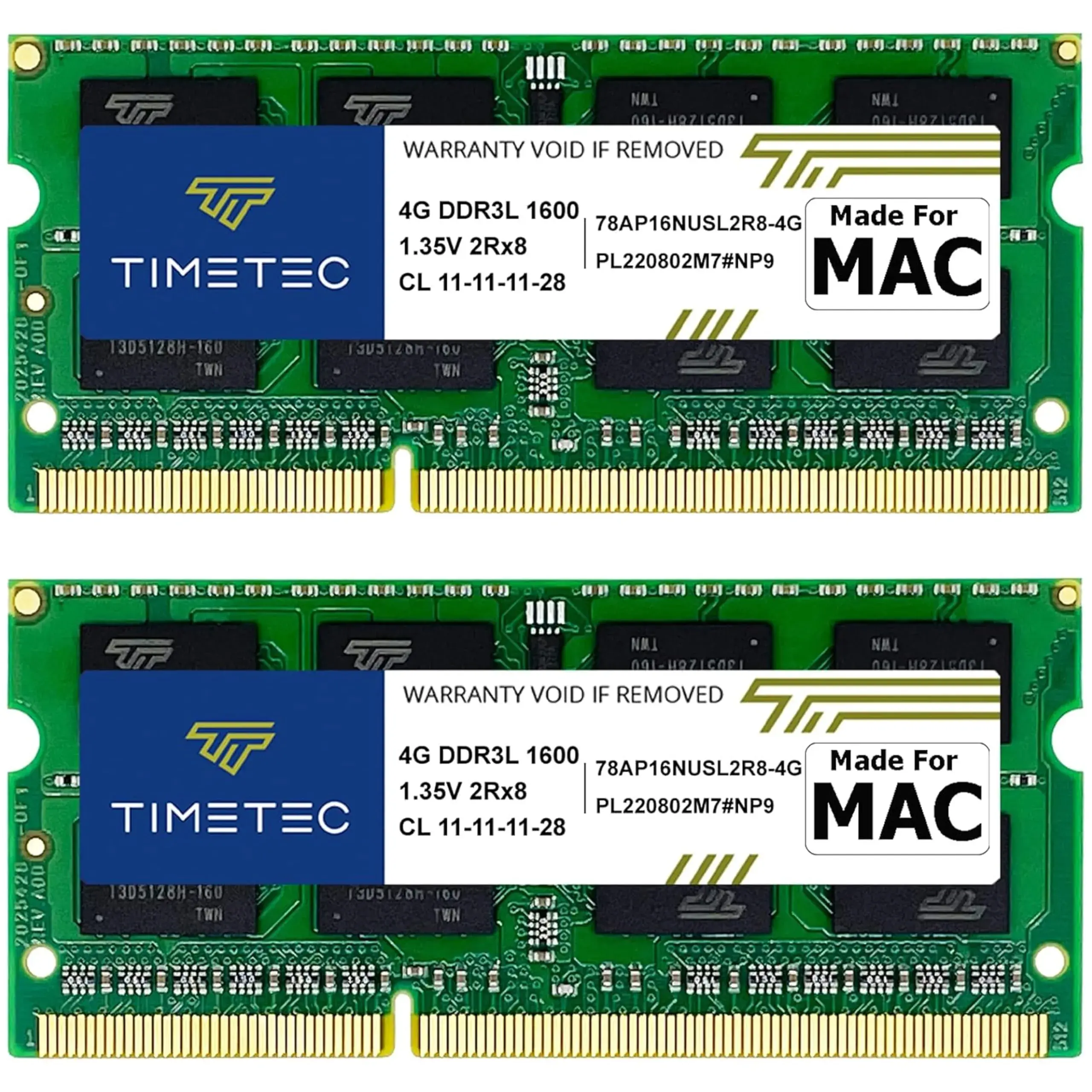 Timetec 8GB KIT (2x4GB) DDR3L 1600MHz SODIMM RAM for Apple MacBook Pro, iMac, Mac Mini - main product image