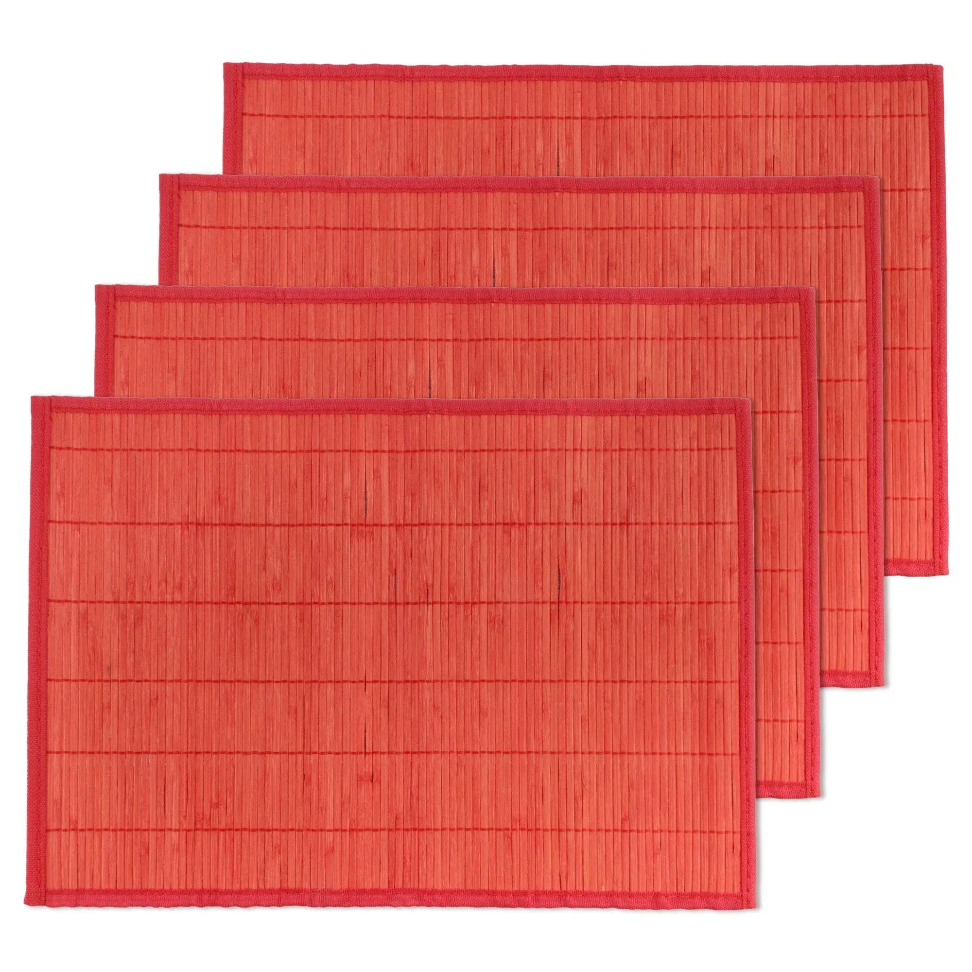 BambooMN Bamboo Placemat 18" x 13" | Red, 8 pcs, Reversible & Heat-Resistant