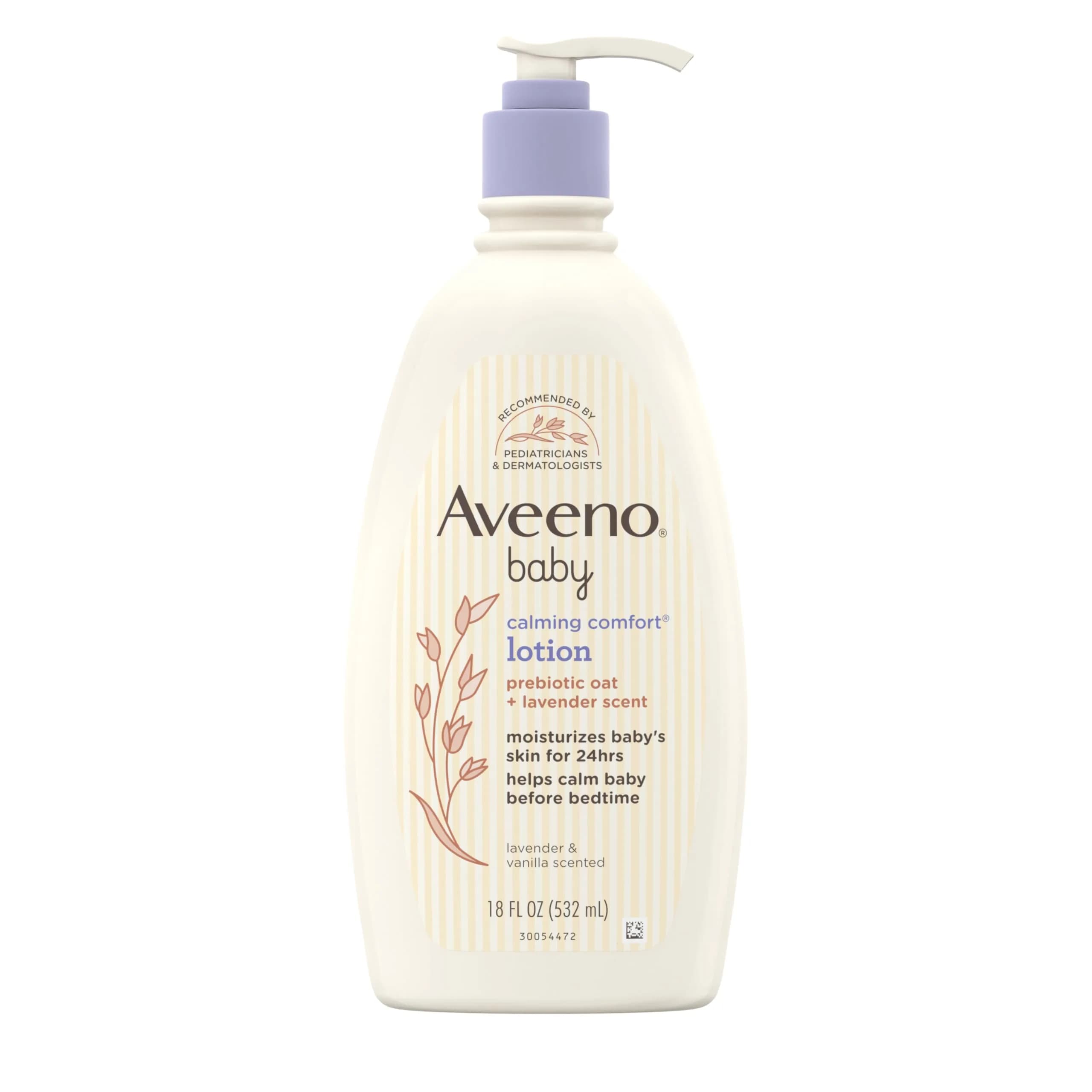 Aveeno Baby Calming Comfort Moisturizing Body Lotion with Lavender & Vanilla, 532ml (18 fl. oz) | Hypoallergenic Formula for Sensitive Skin - main product image