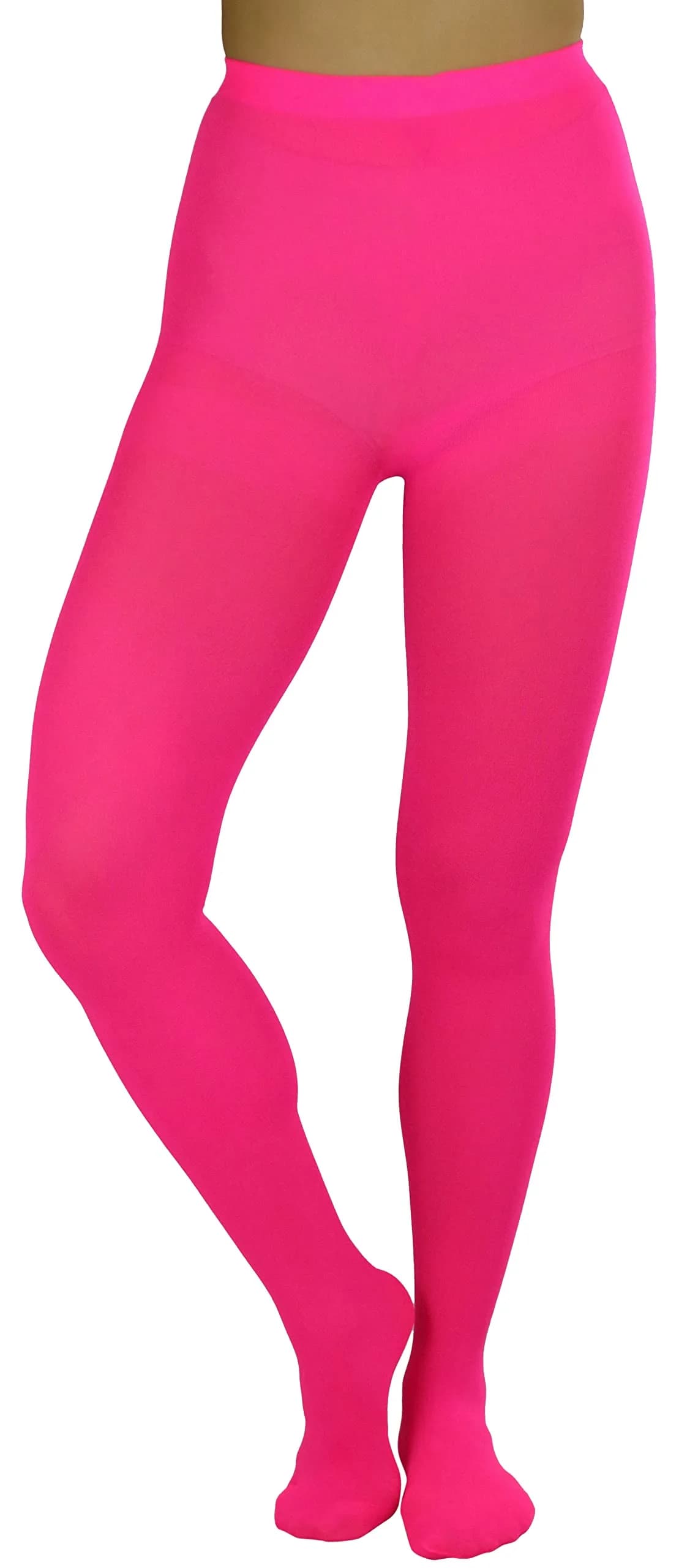ToBeInStyle Women's Opaque Solid Color Nylon Tights Pantyhose - Neon Pink | Vibrant, Comfortable & Perfect for Parties