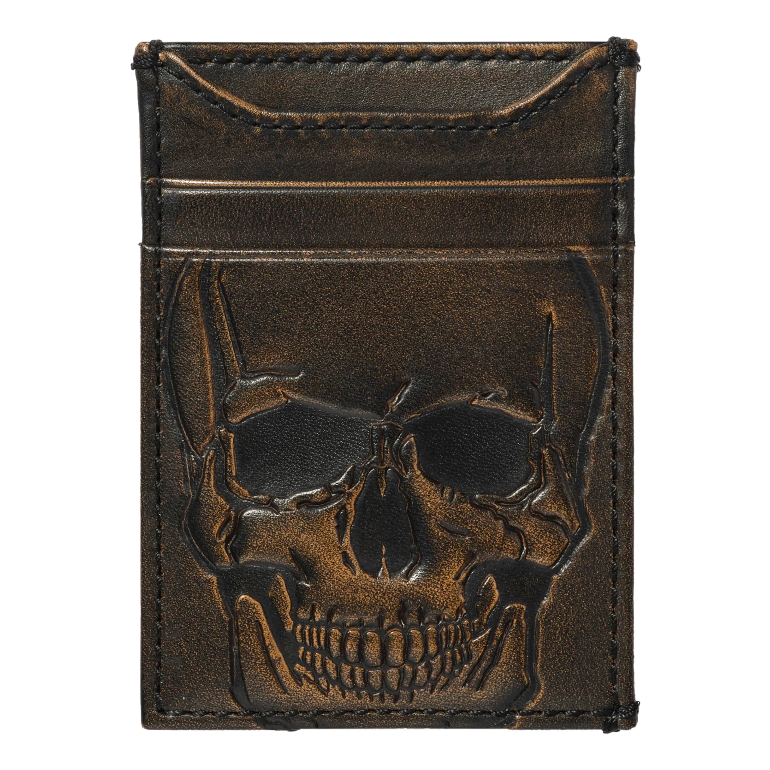 House of Jack Co. Skull Magnetic Money Clip Wallet 3.6cm (1.4in) | Full Grain Leather