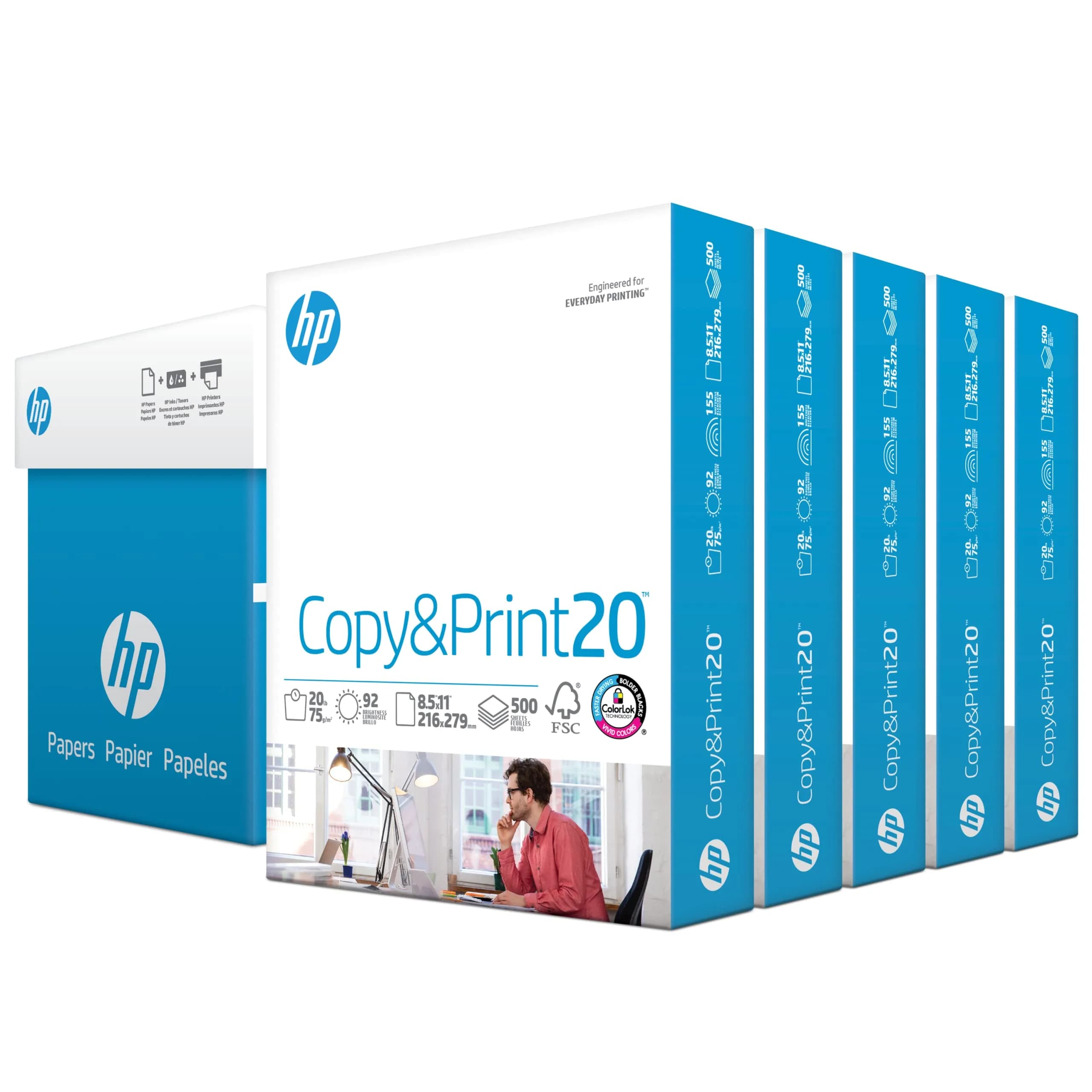 HP Papers Copy & Print 20 lb Printer Paper 2500 Sheets (8.5 x 11 Inch, 92 Bright) | FSC Certified, Acid-Free - main product image