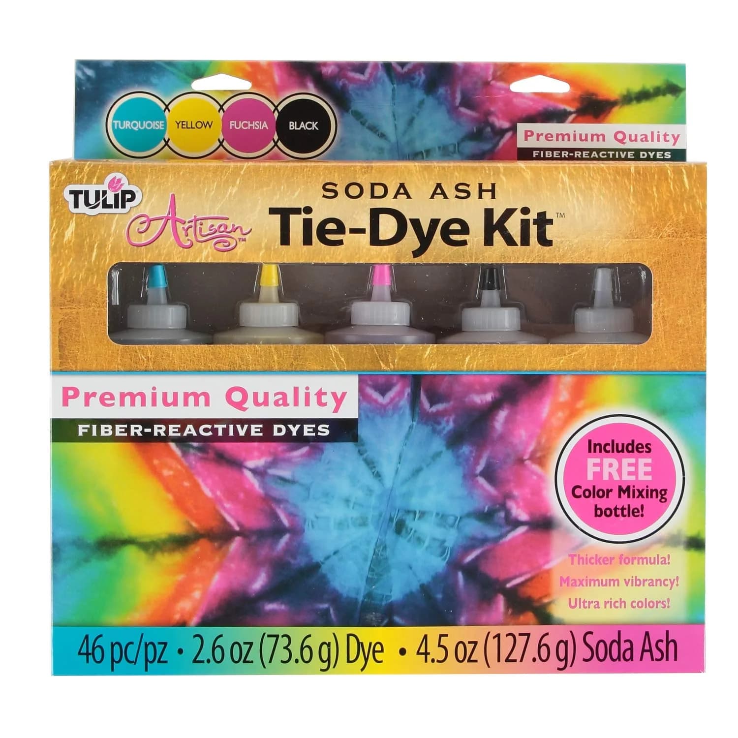 Tulip Artisan Soda Ash Tie-Dye Kit with Color Mixing Bottle, 4x8oz Bottles | Vibrant Fiber Reactive Dyes for Cotton, Rayon, Wool, Linen - main product image