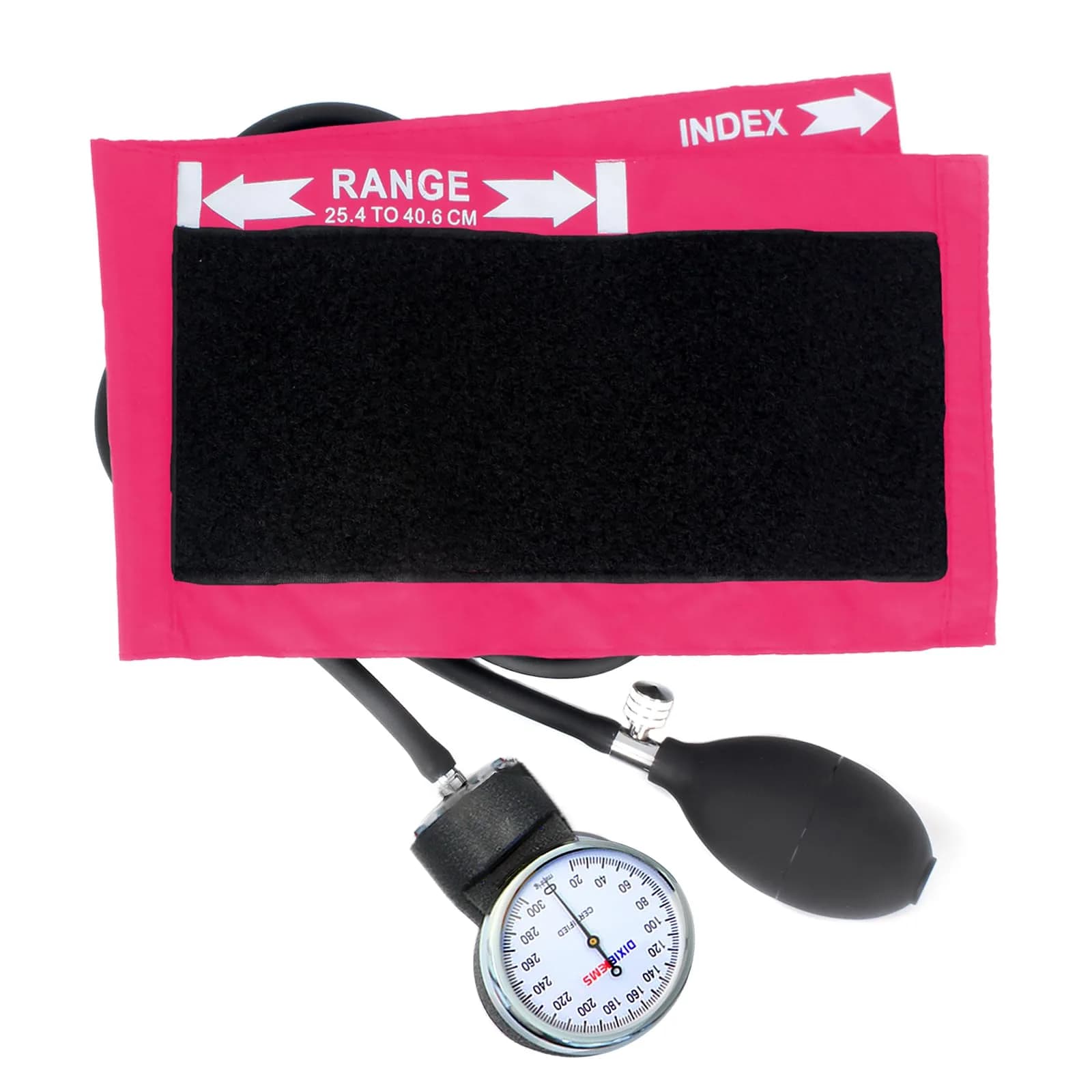 Dixie EMS Deluxe Aneroid Sphygmomanometer Blood Pressure Set with Adult Cuff, Carrying Case & Calibration Tool - Pink | Accurate Manual BP Monitor - main product image