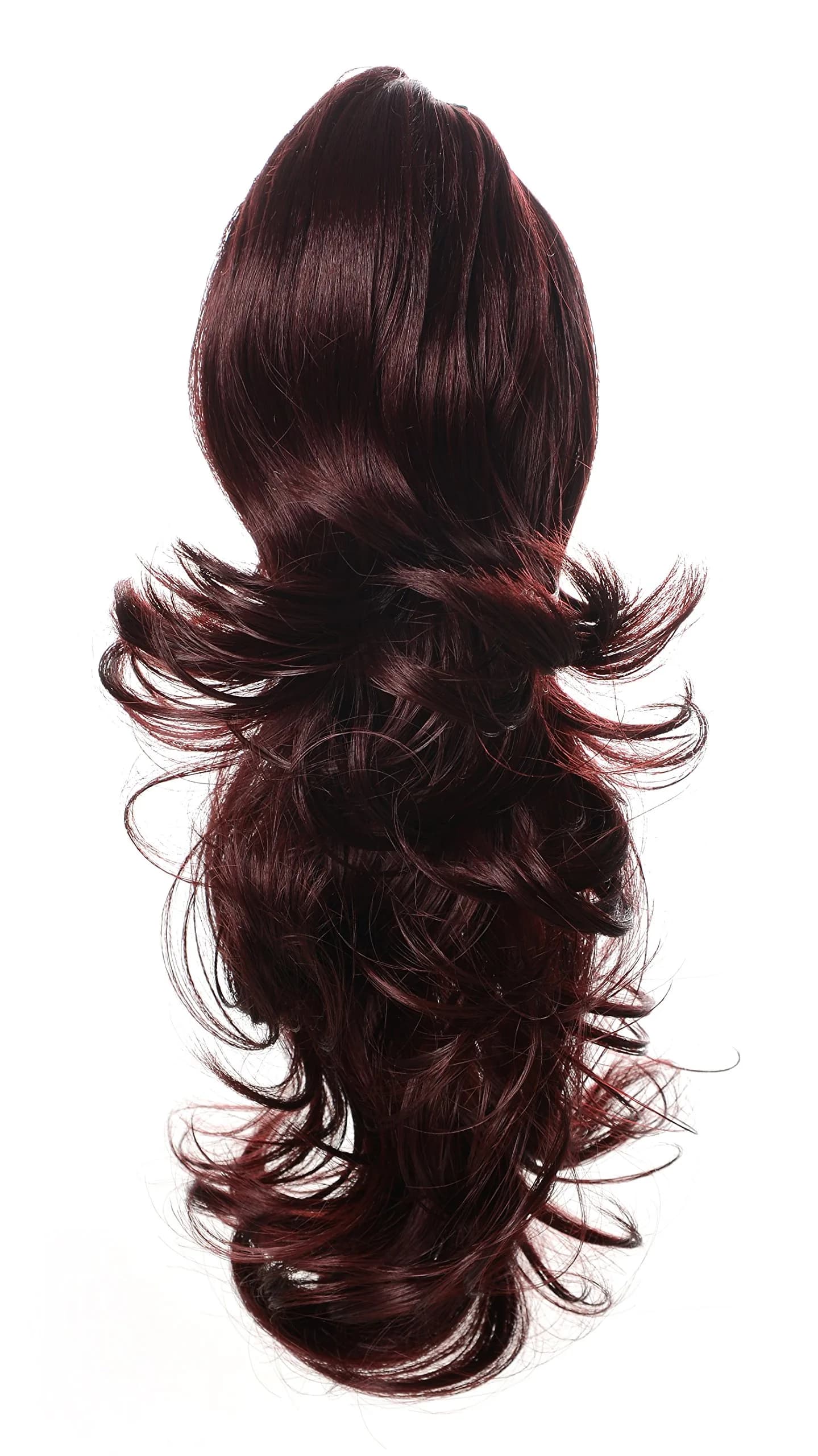 Onedor Synthetic Curly Ponytail Hair Extension 15" | Reversible Style with Clips (99T-Wine Red)