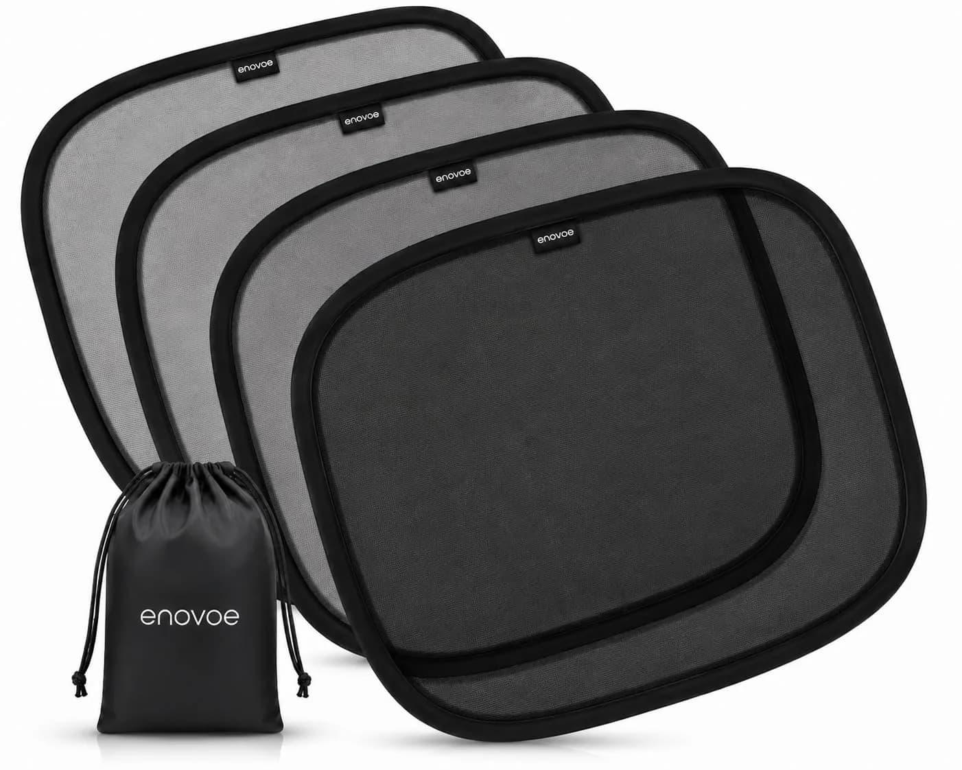 Enovoe Car Window Shades for Baby (4 Pack) 35.5cm x 21in | Static Cling Sun Blocker for SUV & Cars - main product image