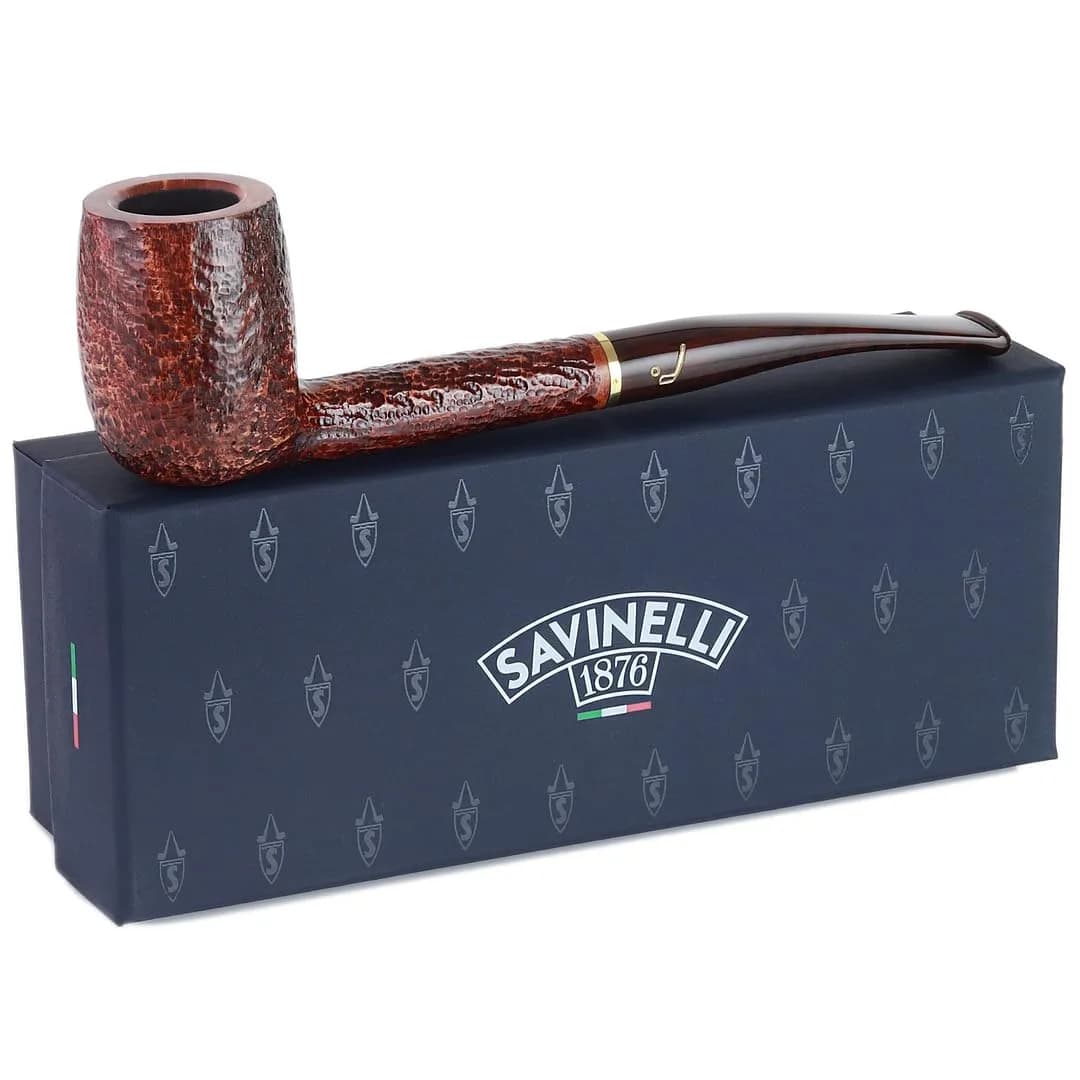 Savinelli Bing's Collection - Long Straight Billiard (Rustic Finish) | Handcrafted Italian Briar Pipe - main product image