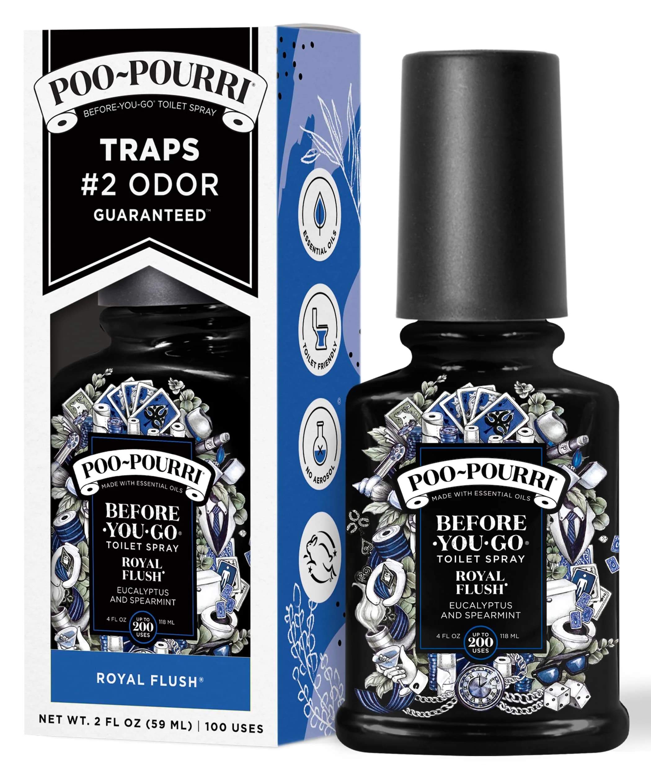 Poo-Pourri Royal Flush Toilet Spray 2 Fl Oz | Bathroom Odor Barrier with Essential Oils