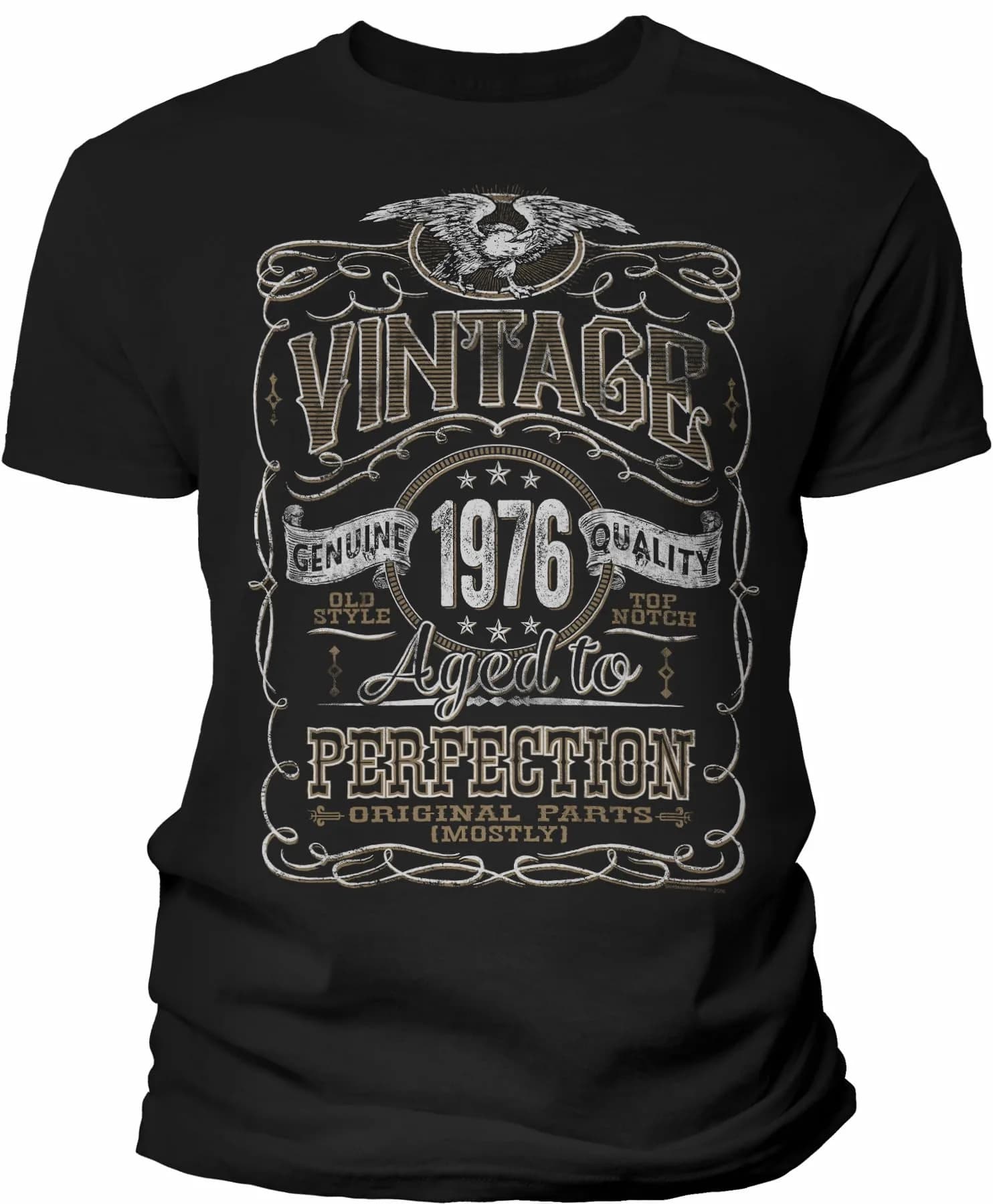 ShirtInvaders Vintage 1976 Aged to Perfection 50th Birthday Tee for Him - Black-001-2X | Classic Retro Style for Men