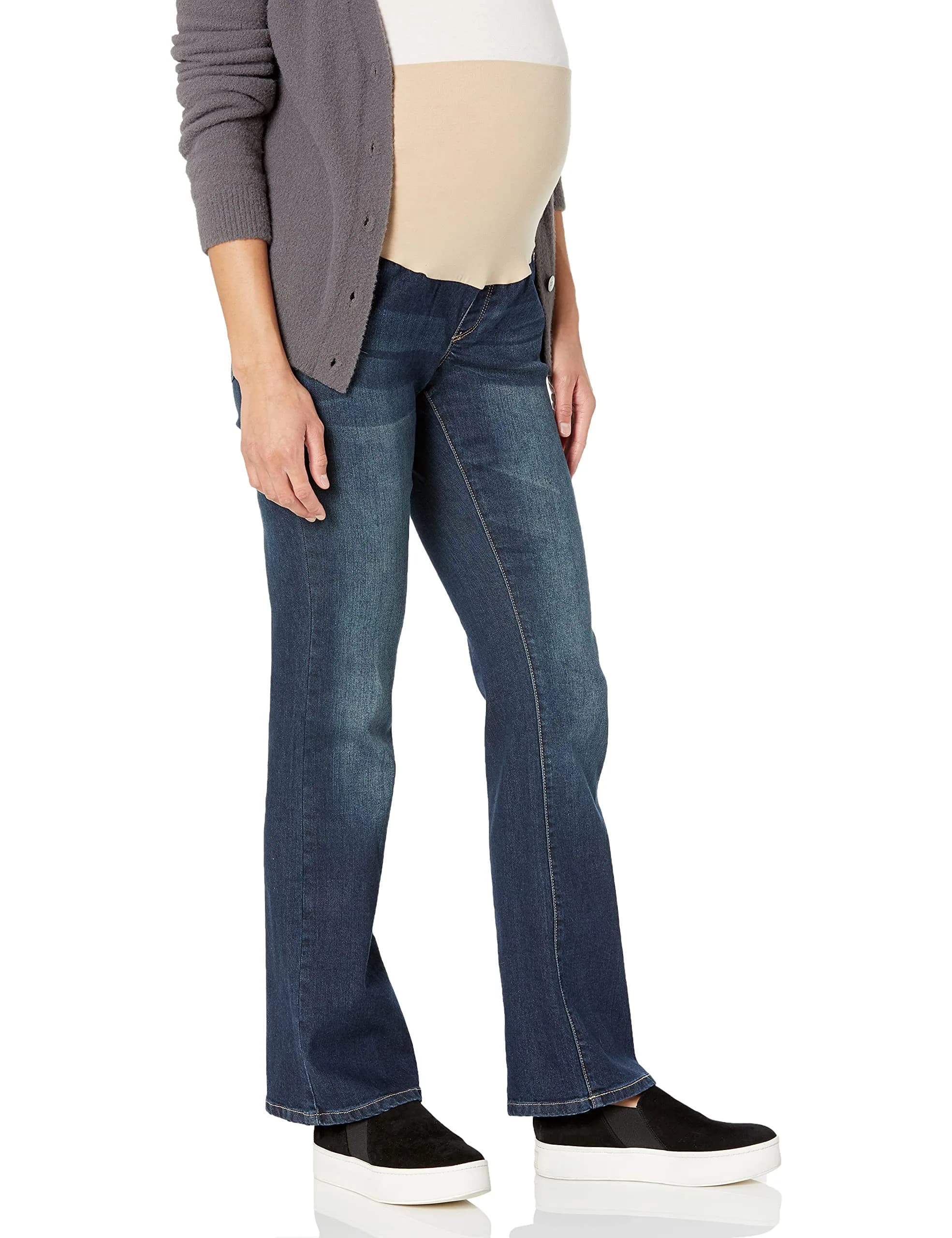 Three Seasons Maternity Women's Maternity Bootcut Denim Dark Wash Large | Soft Belly Band for Comfort