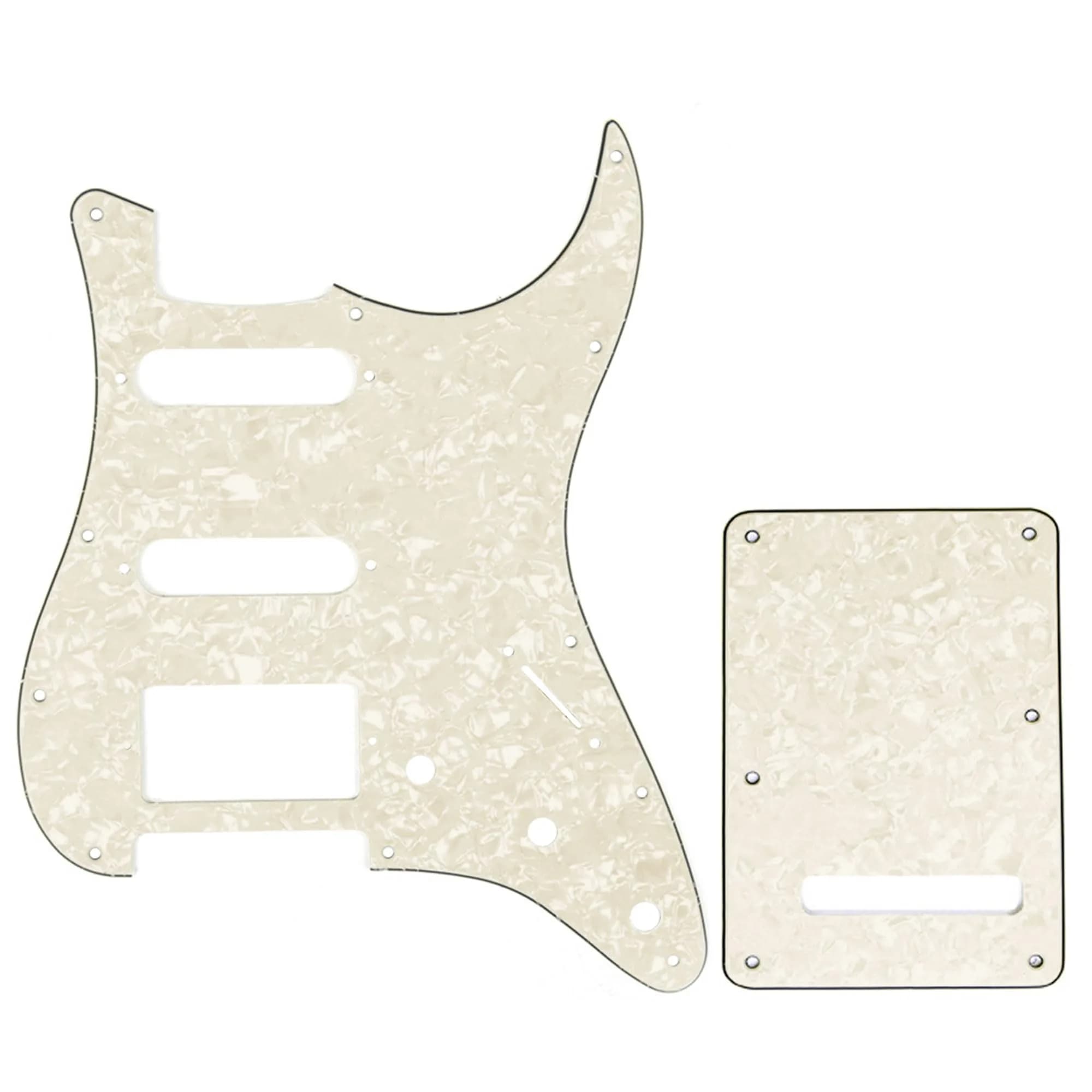 Musiclily Pro SSH 11 Hole ST Pickguard and BackPlate Set Aged White Pearl | Fits Fender US/Mexico Strat
