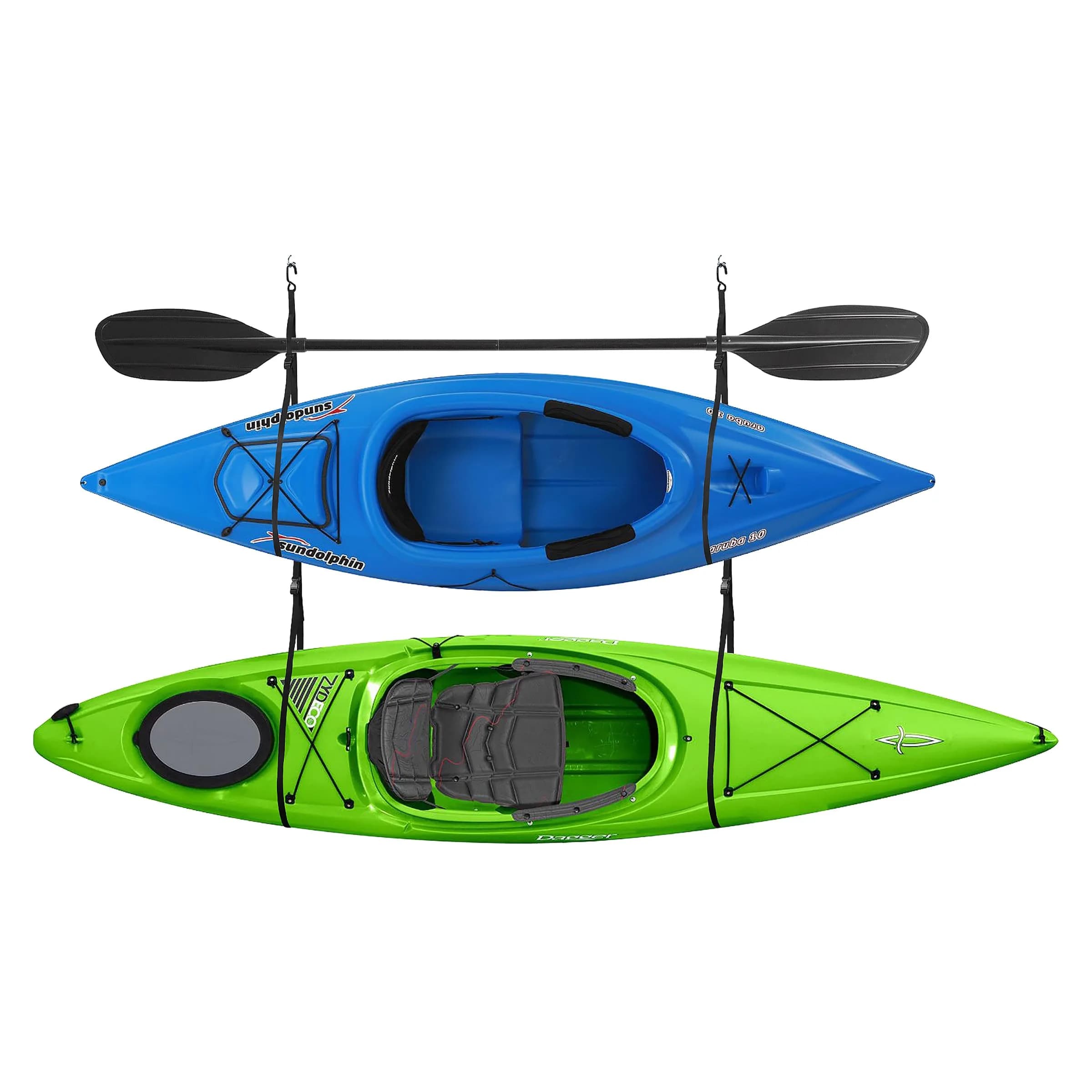 RAD Sportz Double Kayak Rack - Hanging Storage Straps with 100 lb Capacity | Stores 2 Kayaks, Canoes, SUPs, Surfboards - main product image