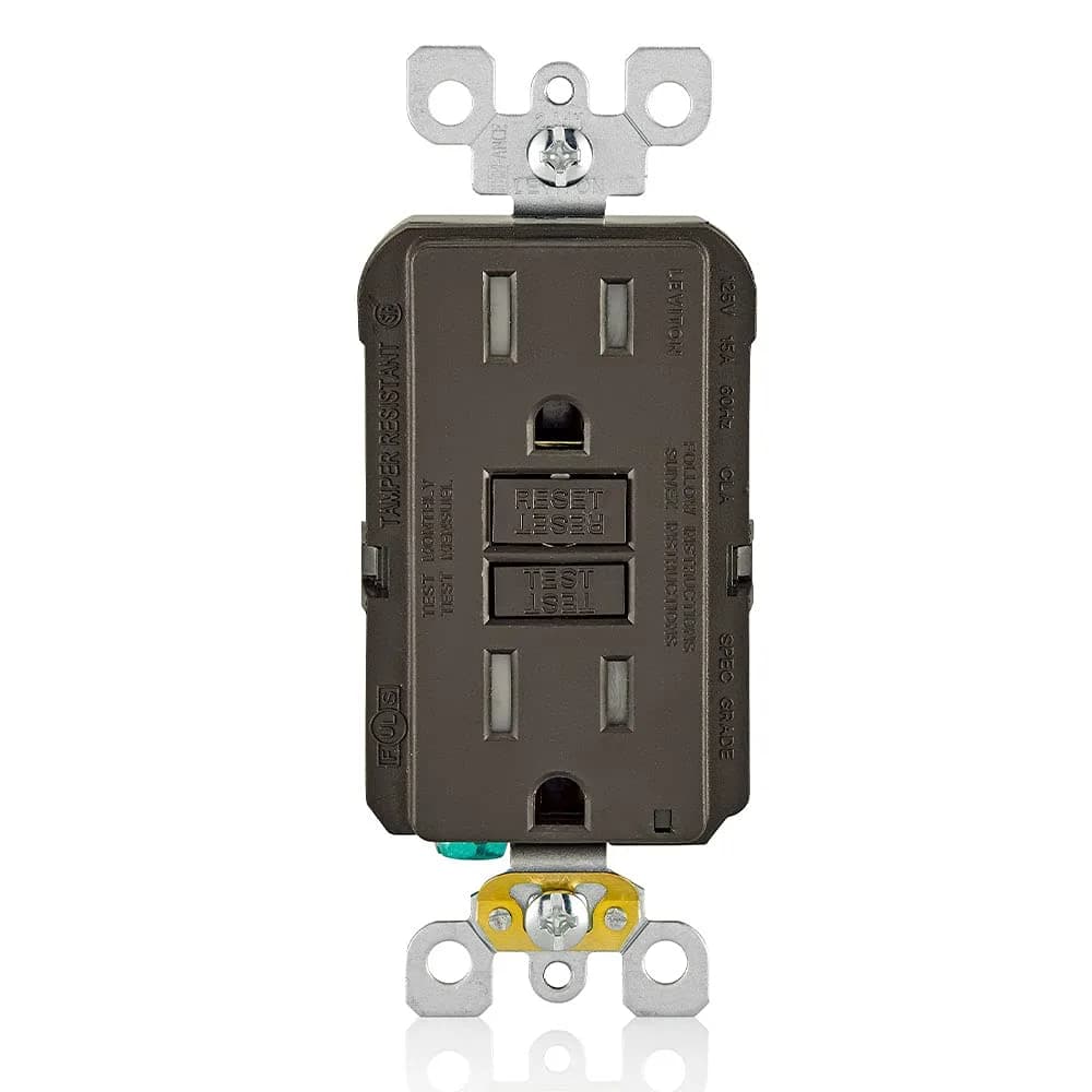 Leviton GFCI Outlet GFTR1, 15 Amp, Self-Test, Tamper-Resistant, Brown | Safety from Electric Shock & Electrocution - main product image
