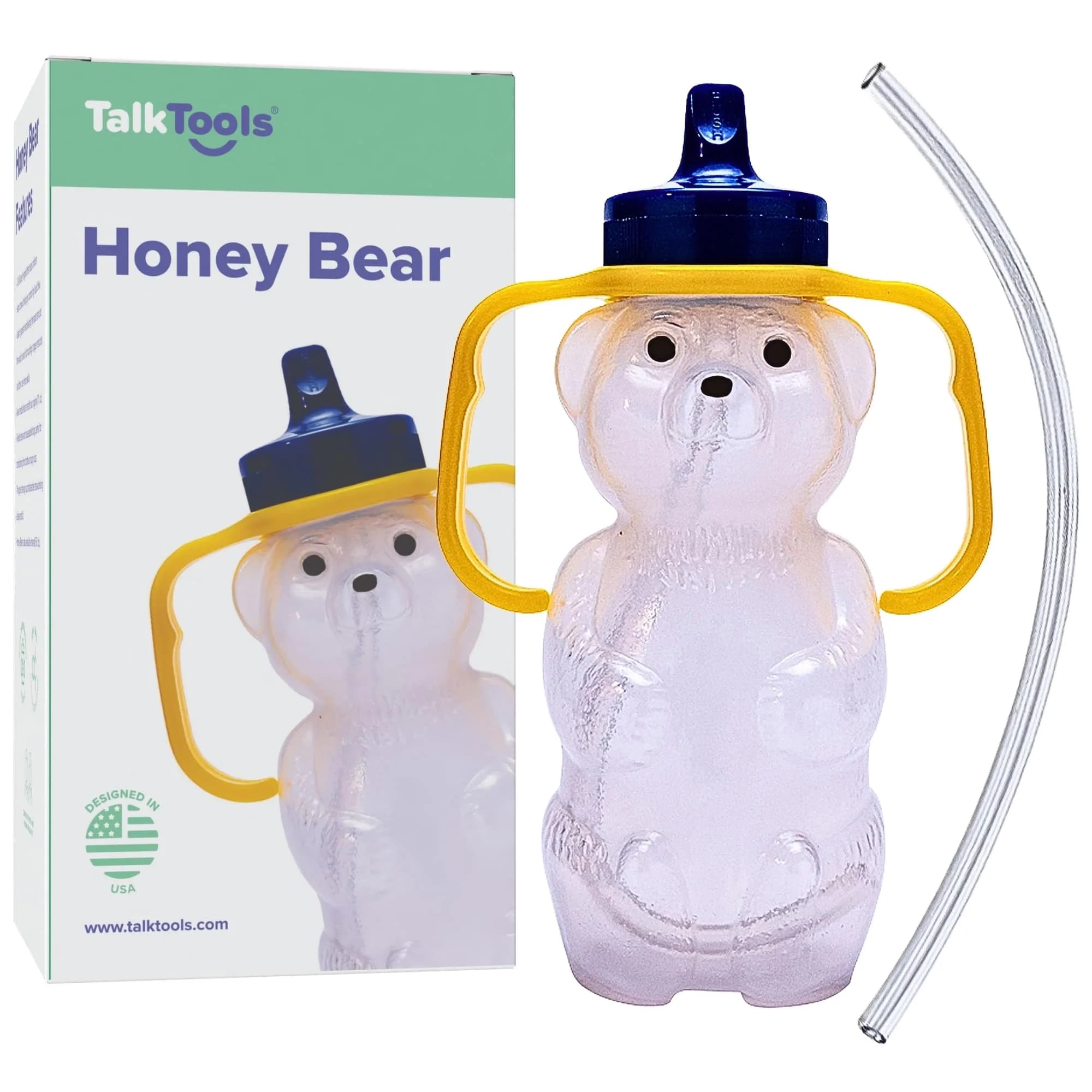 TalkTools Honey Bear Straw Cup with Handle, 7oz (207ml) | Feeding Experts Recommend for Babies 4+ Months - main product image