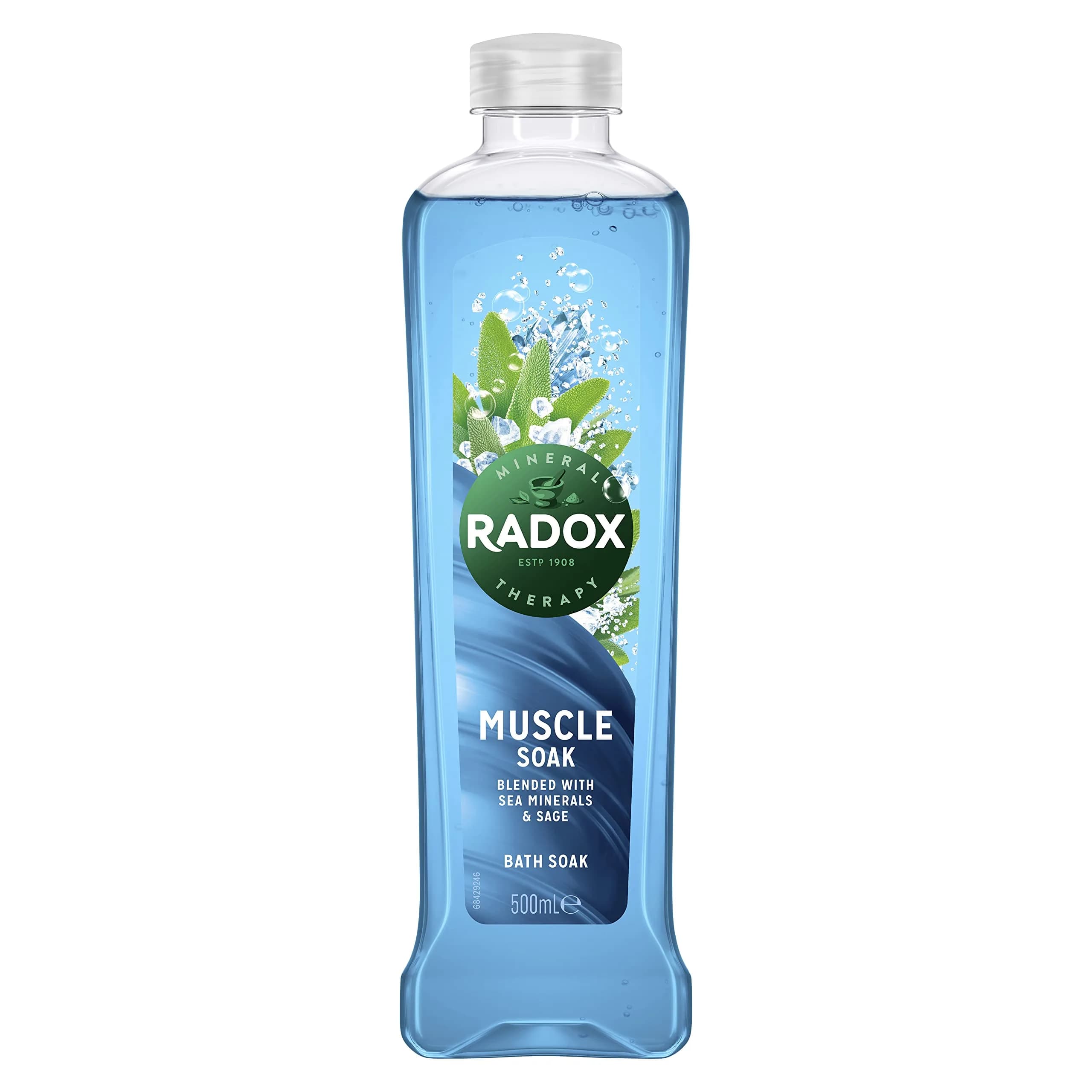 Radox Muscle Clary Sage and Sea Minerals Bath Soak 500 ml (16.9 Fl Oz) | Soothing Relaxation - main product image