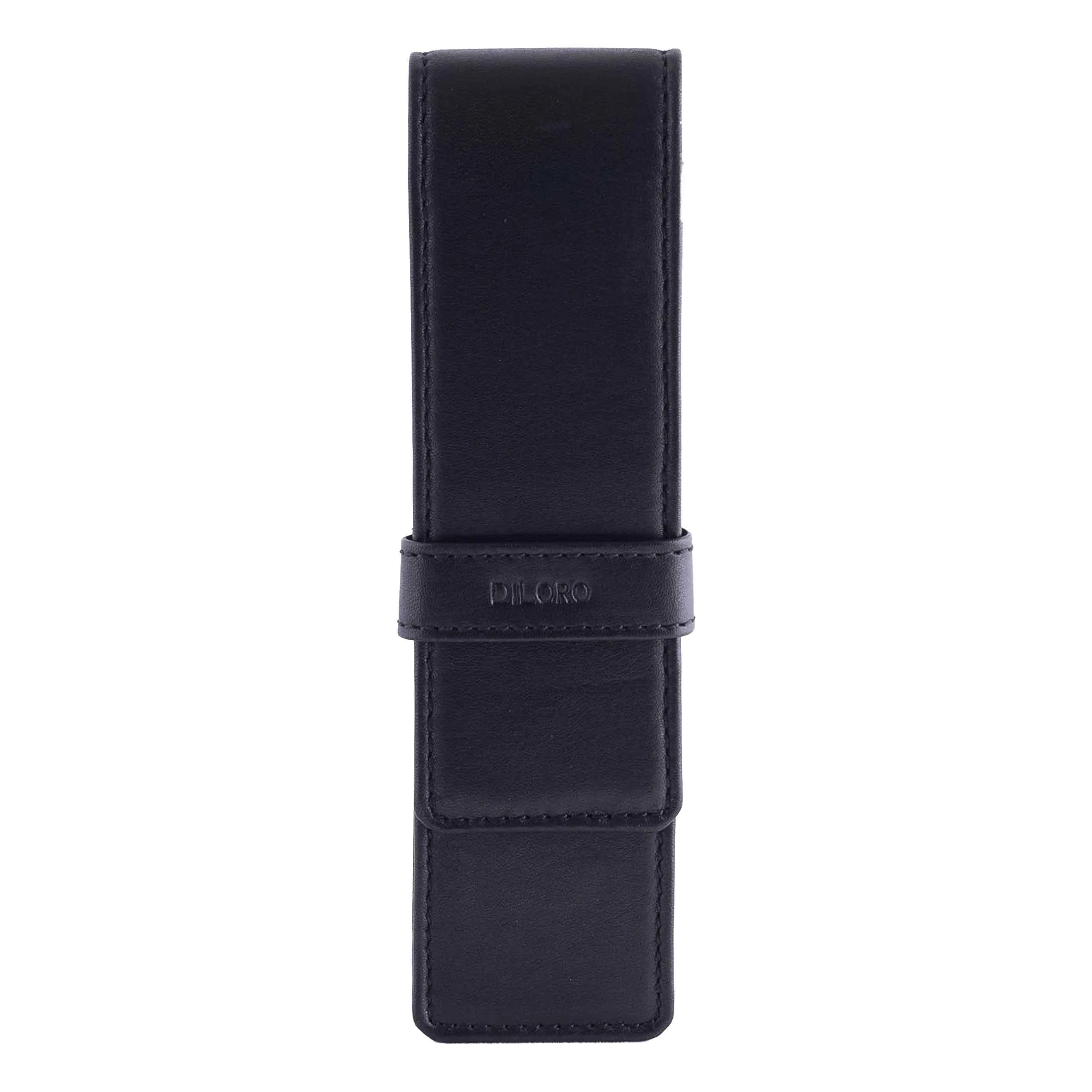 DiLoro Leather Double Pen Case Holder 150mm x 40mm x 25mm | Holds Two Pens Securely - main product image
